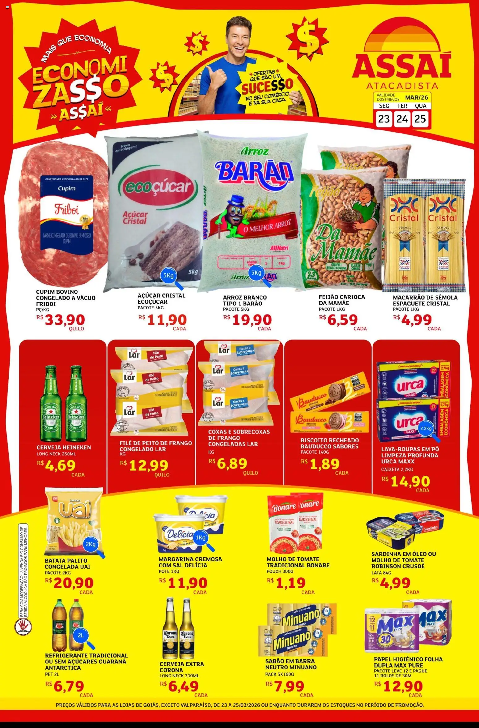 Assaí Atacadista Folheto - válido de 23.03.2026 | Página: 1 | Produtos: Sabão em barra, Feijão, Óleo, Peito de frango