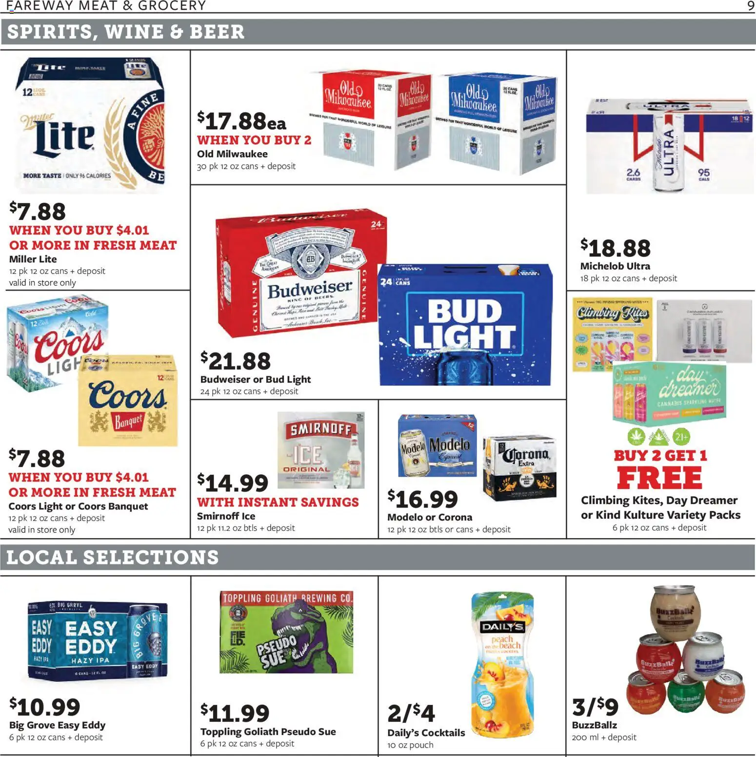 Fareway Weekly Ad - valid from 27.10.2025 | Page: 9 | Products: Wine, Beer, Water, Peach
