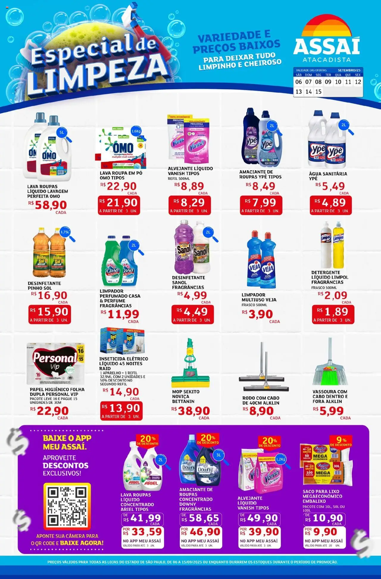 Assaí Atacadista Folheto - válido de 06.09.2025 | Página: 1 | Produtos: Mop, Pó, Ariel, Papel higiênico