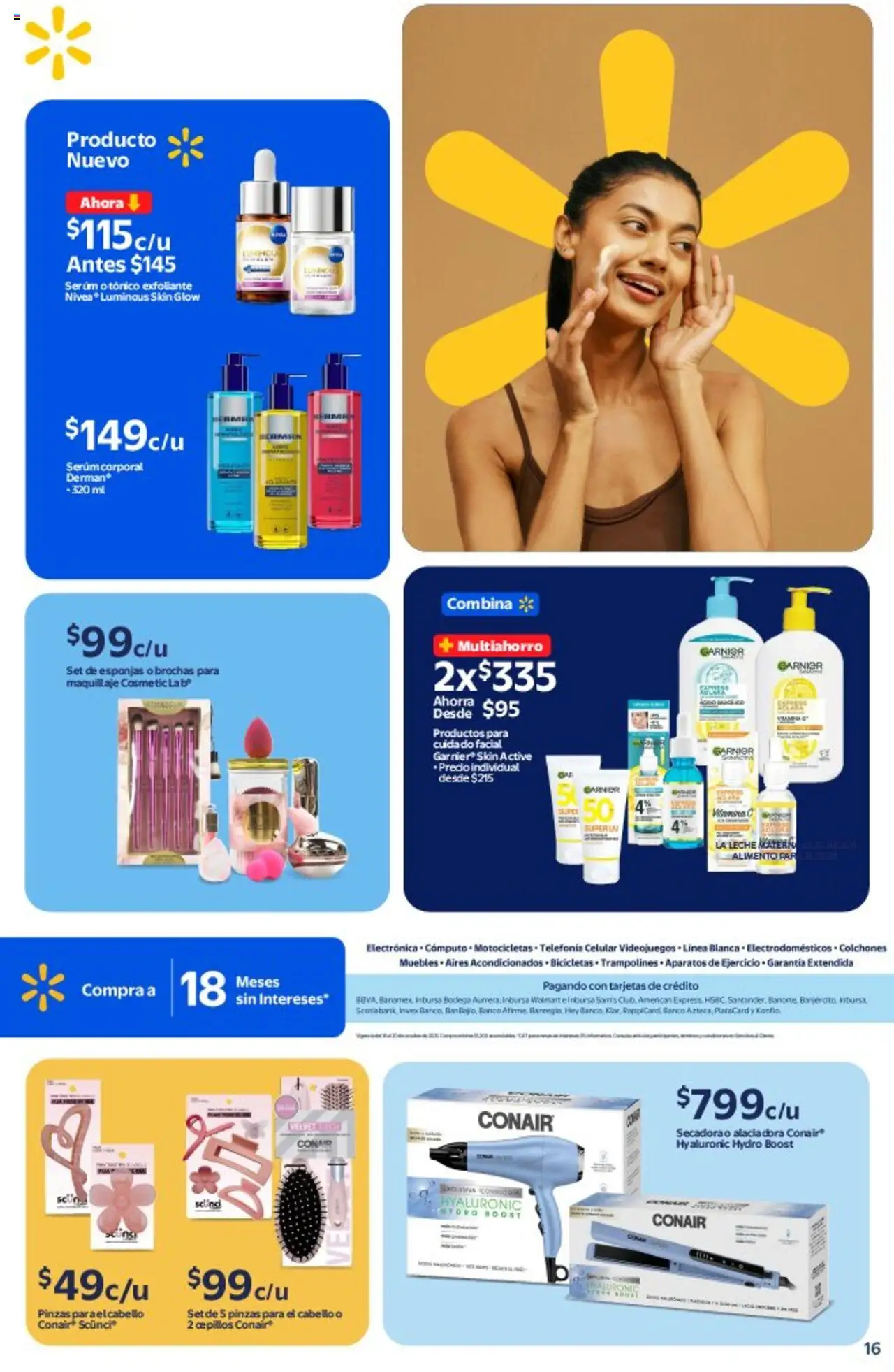 Nuevas ofertas de Walmart válidas en toda la República Mexicana desde el 14.10.2025. ¡Encuentra las mejores ofertas en Walmart - Folleto! | Página: 16 | Productos: Secadora, Serum, Leche, Maquillaje