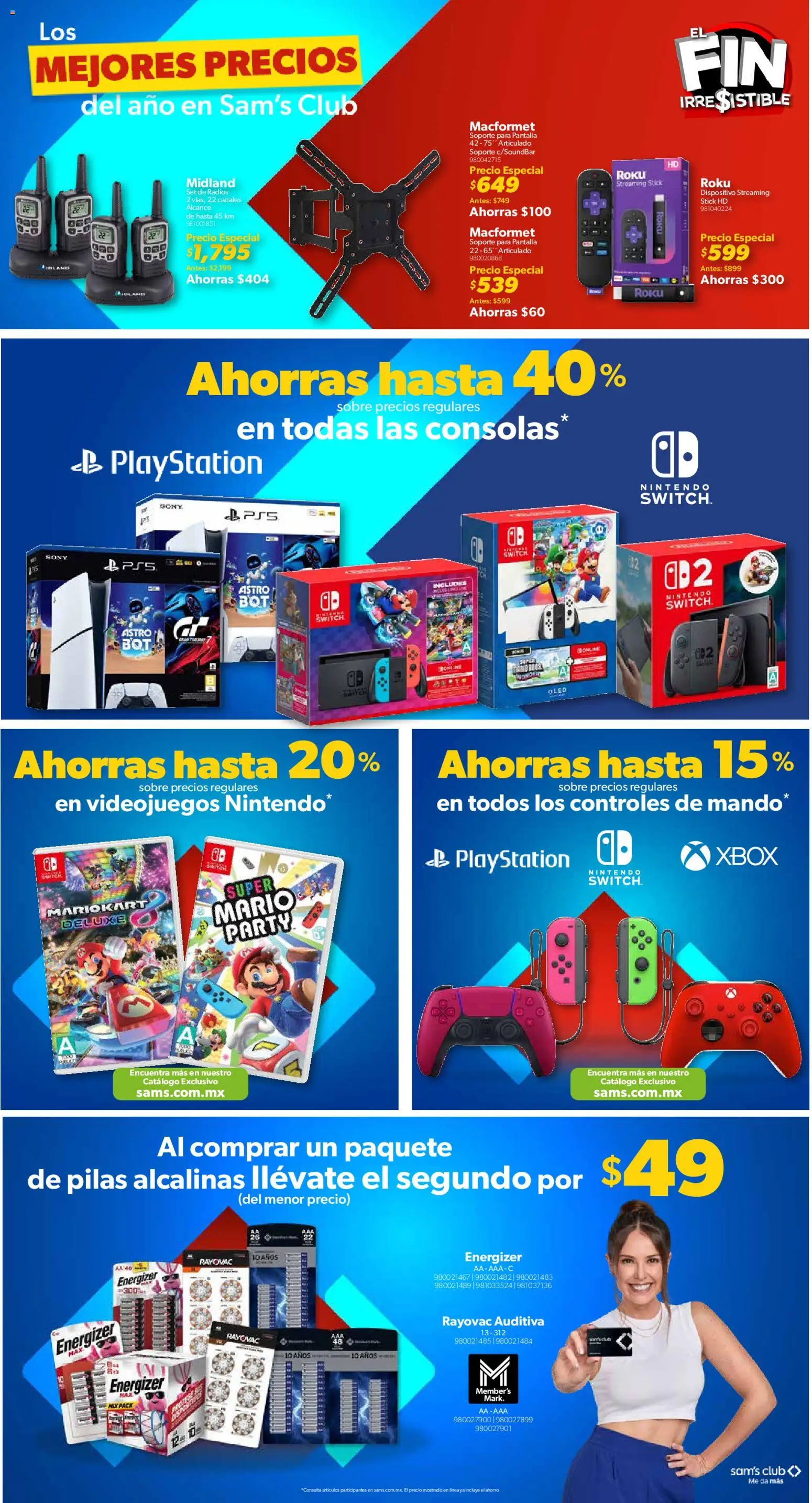Nuevas ofertas de Sam's Club válidas en toda la República Mexicana desde el 04.11.2025. ¡Encuentra las mejores ofertas en Sam's Club Buen Fin! | Página: 5 | Productos: Playstation, Sobre, Pilas, Xbox
