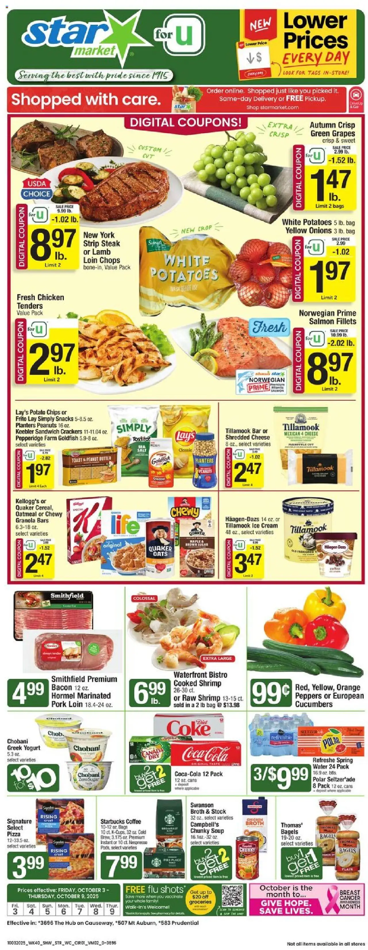 Star Market Weekly Ad - valid from 03.10.2025 | Page: 1 | Products: Coffee, Cucumbers, Salt, Bag