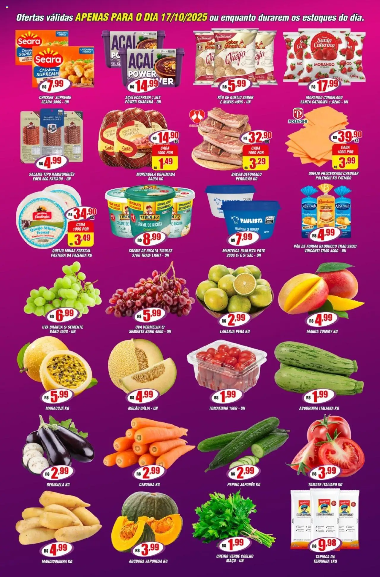 Violeta Supermercados Folheto - válido de 17.10.2025 | Página: 2 | Produtos: Abóbora, Tapioca, Salame, Açaí