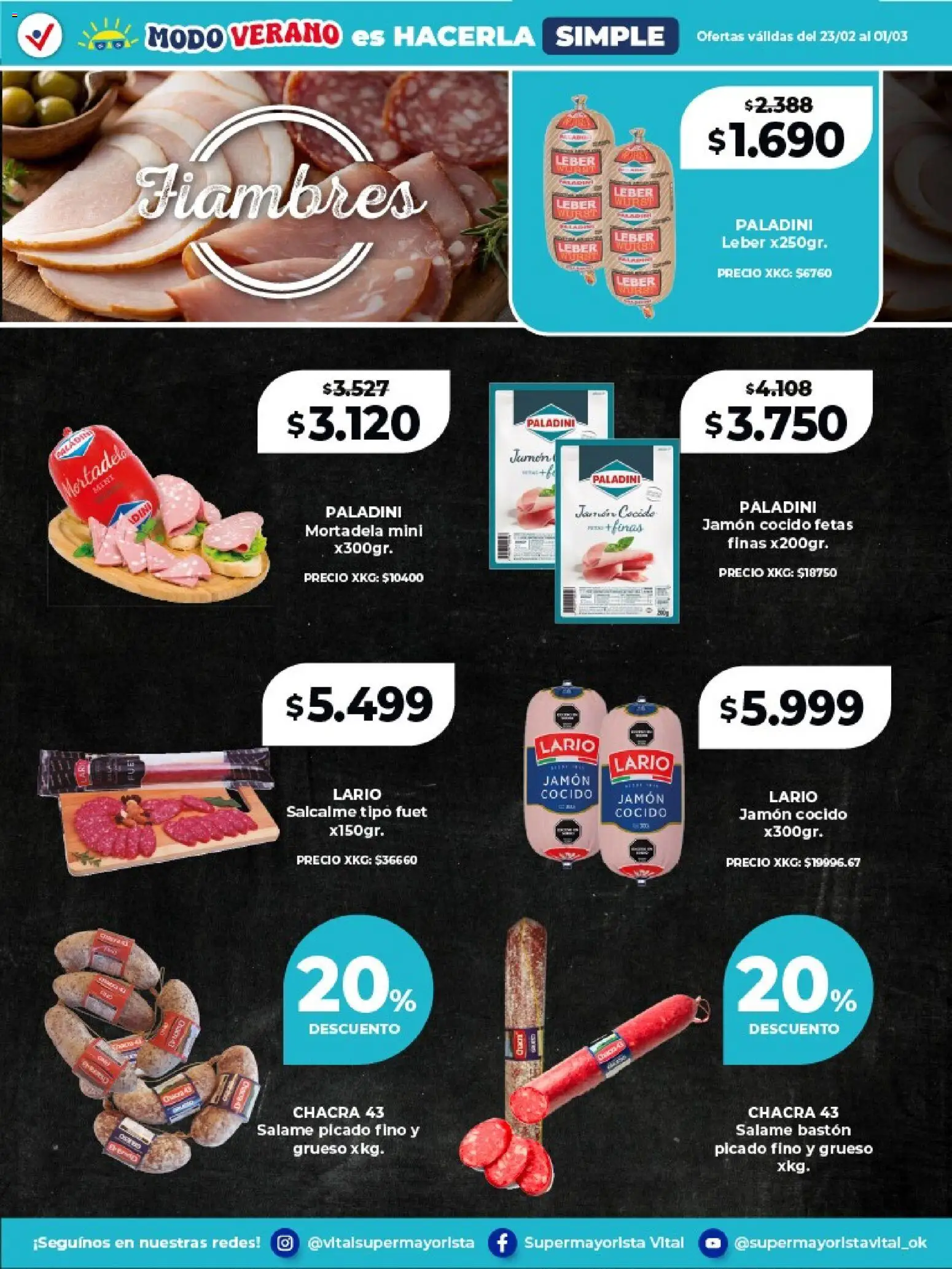 Vital - Especial de frescos │ válido desde el 23.02.2026 | Página: 8 | Productos: Jamón cocido, Mortadela, Jamón, Salame