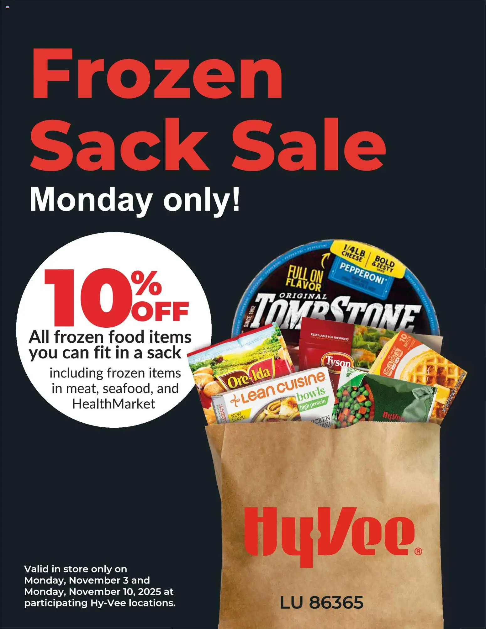 HyVee Frozen Sack Sale - valid from 10.11.2025 | Page: 1 | Products: Cheese