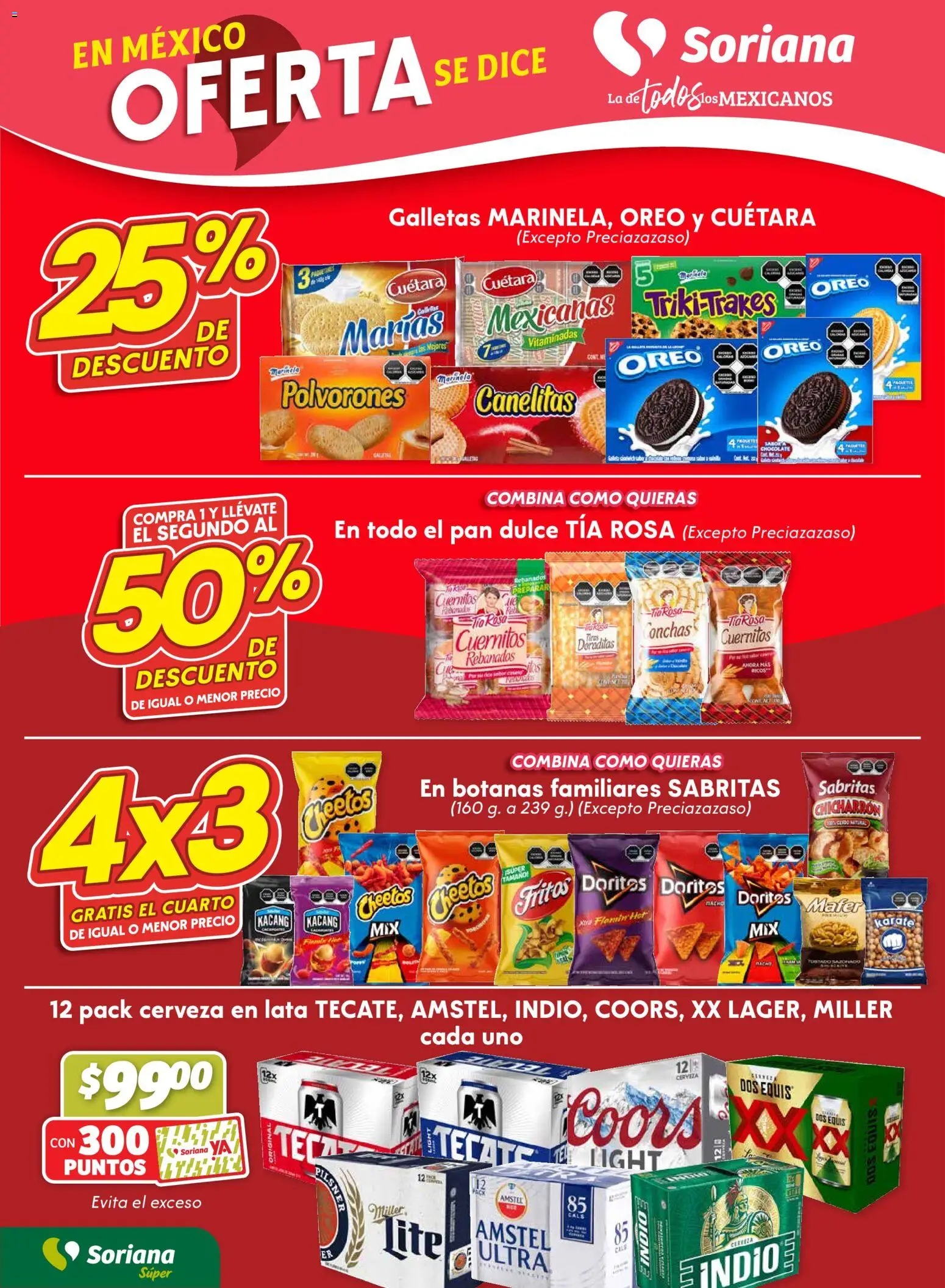 Nuevas ofertas de Soriana válidas en toda la República Mexicana desde el 23.10.2025. ¡Encuentra las mejores ofertas en Soriana - Fin de Semana Súper: Ags, Nay, Jal, Qro, Col, Mich, Gto, Hgo, Tlax, Mor, Pue, Gro, Oax, Edo. de Mex, Valle de México, Za! | Página: 2 | Productos: Pan dulce, Pan, Cerveza, Res