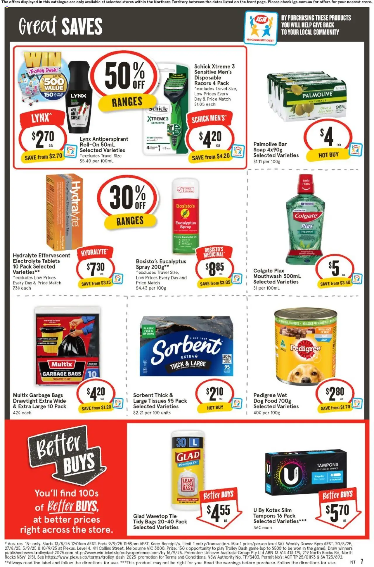 IGA catalogue - valid from 20.08.2025 | Page: 8 | Products: Game, Razors, Tampons, Tissues