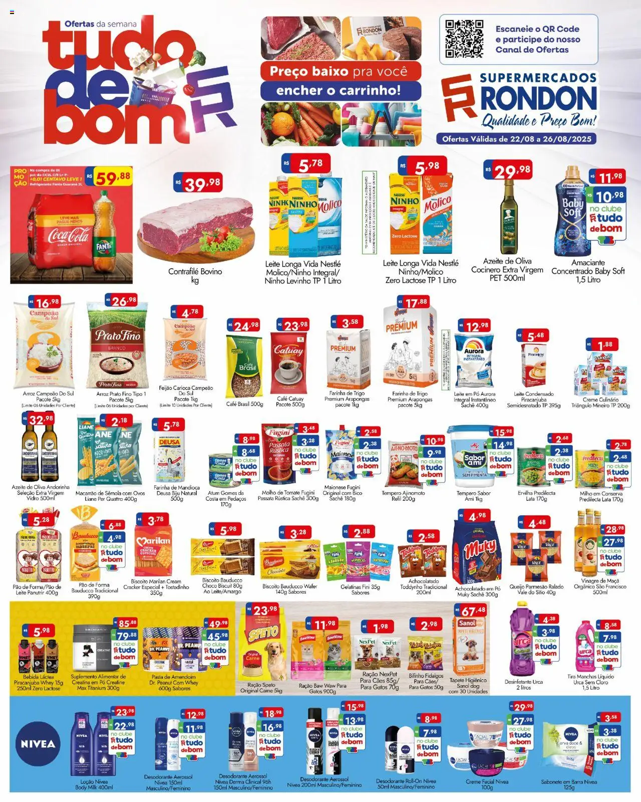 Supermercados Rondon Folheto - válido de 22.08.2025 | Página: 1 | Produtos: Pão, Tapete, Pasta, Macarrão