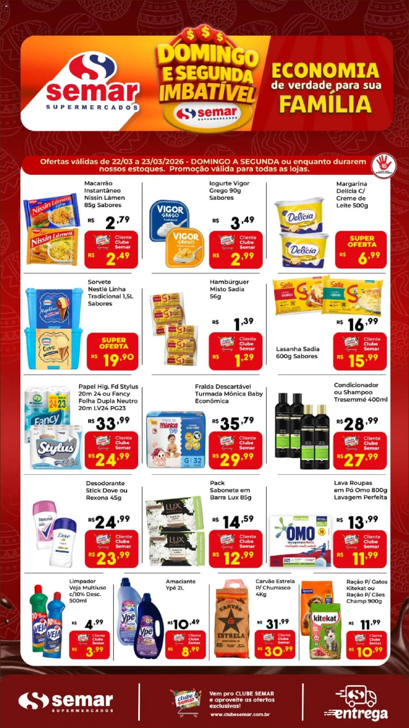 Semar Supermercado Folheto - válido de 22.03.2026 | Página: 2 | Produtos: Desodorante, Leite, Creme, Lasanha
