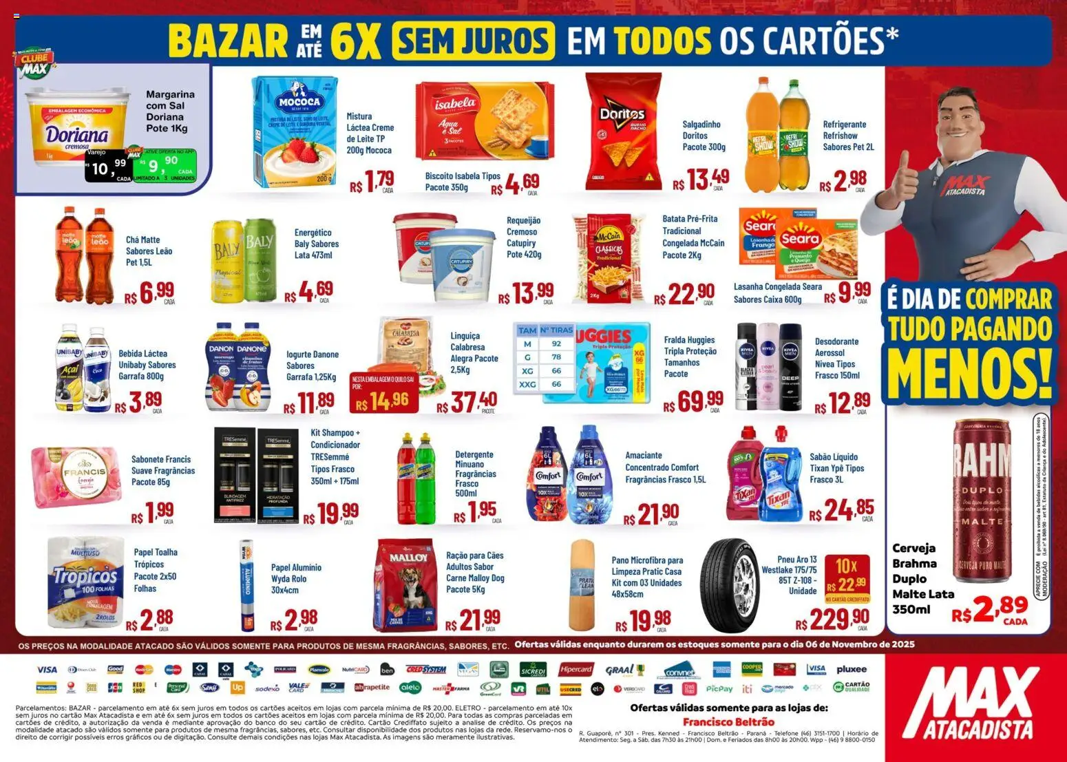 Max Atacadista Folheto - válido de 06.11.2025 | Página: 2 | Produtos: Biscoito, Cerveja, Sal, Frango