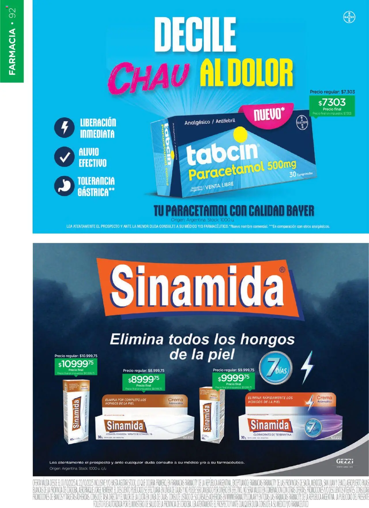 Farmacity catálogo │ válido desde el 01.10.2025 | Página: 92 | Productos: Hongos, Analgésico, Crema