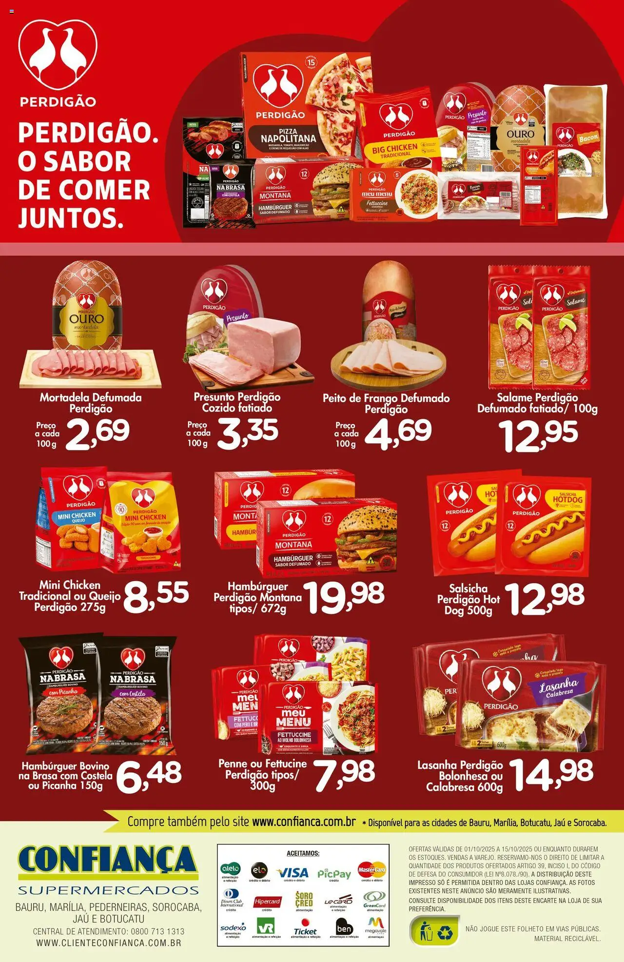 Confiança Folheto - válido de 01.10.2025 | Página: 2 | Produtos: Mortadela, Lasanha, Frango, Peito de frango