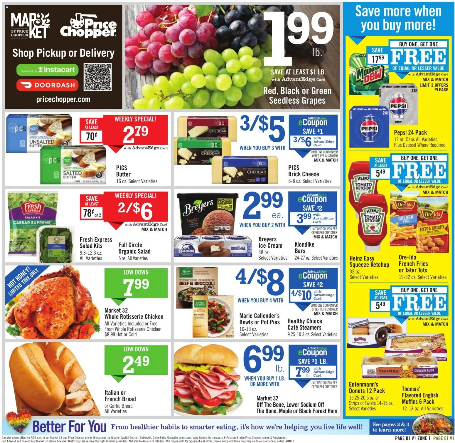 Price Chopper - Weekly Flyer - valid from 22.03.2026 | Page: 1 | Products: Cheese, Beef, Cream, Garlic