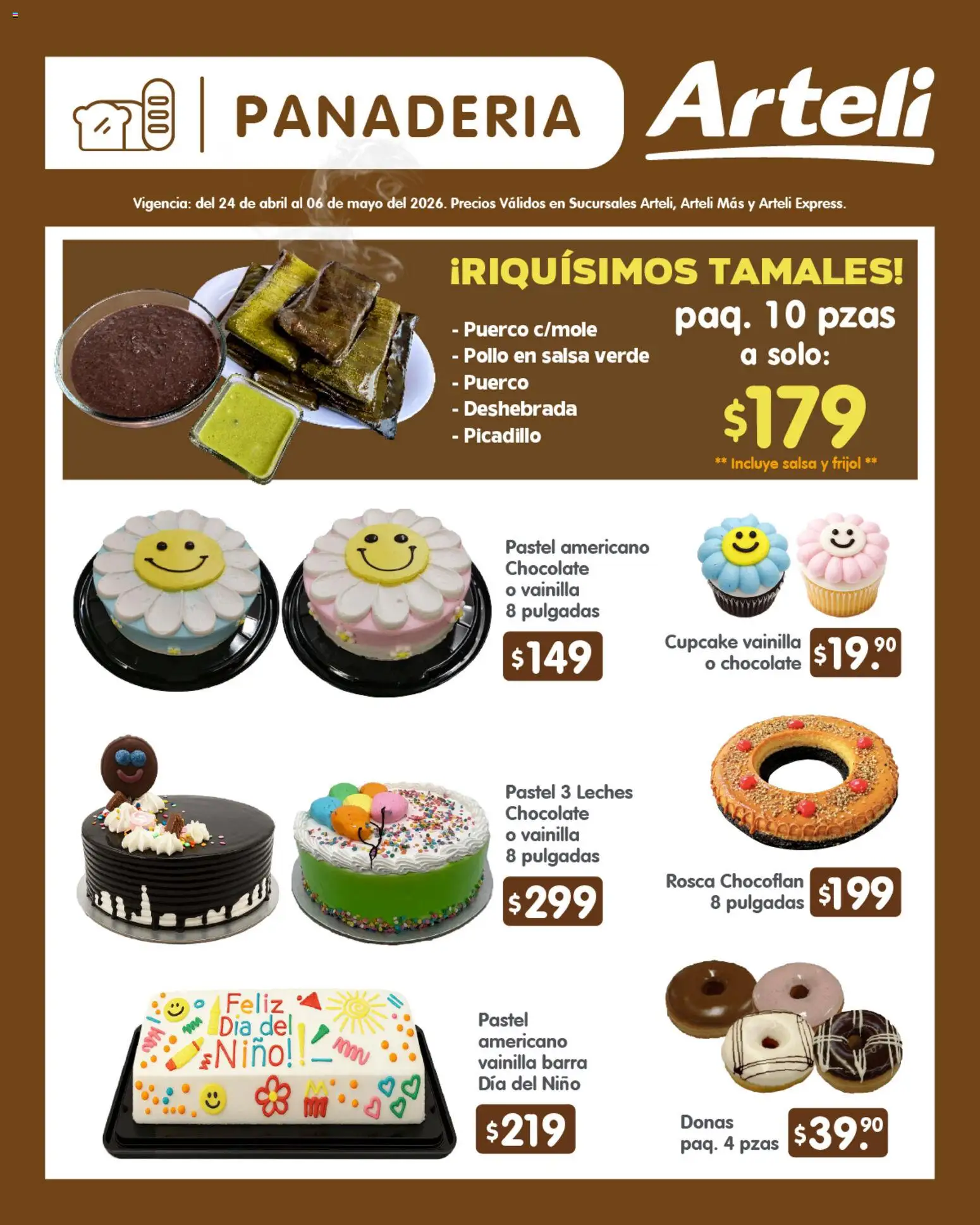 Nuevas ofertas de Arteli válidas en toda la República Mexicana desde el 24.04.2026. ¡Encuentra las mejores ofertas en Arteli folleto Quincenal! | Página: 8 | Productos: Pollo, Chocolate, Picadillo, Panadería
