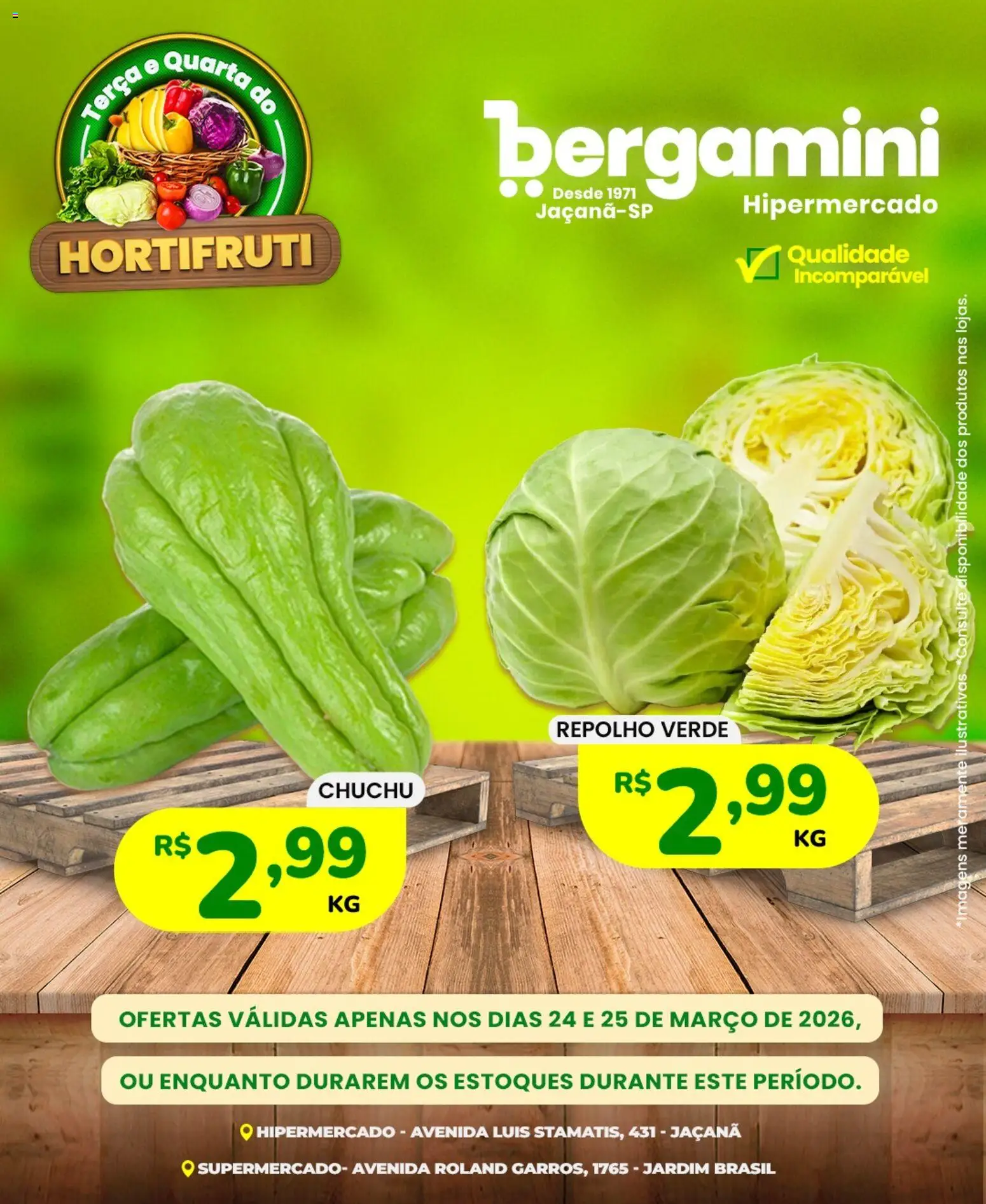 Supermercado Bergamini Folheto - válido de 24.03.2026 | Página: 9 | Produtos: Chuchu, Repolho