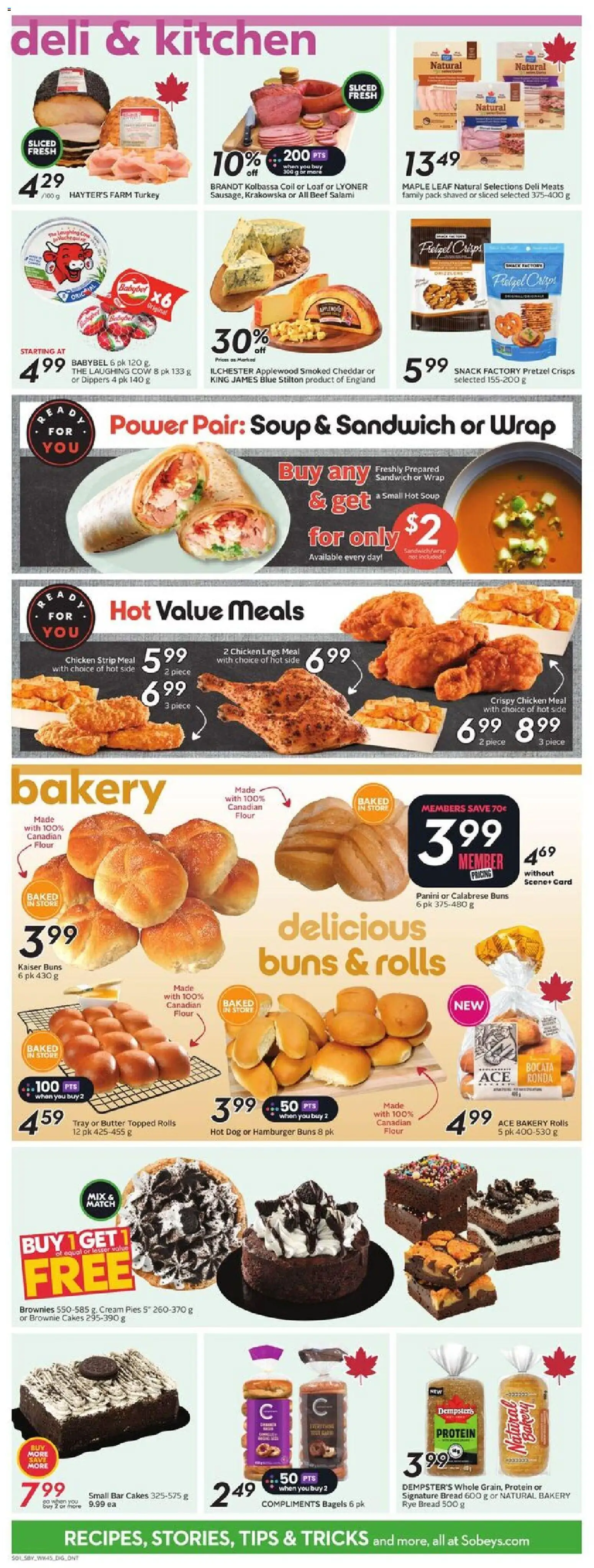Sobeys flyer valid from 05.03.2026 | Page: 9 | Products: Bakery, Bread, Salami, Chicken