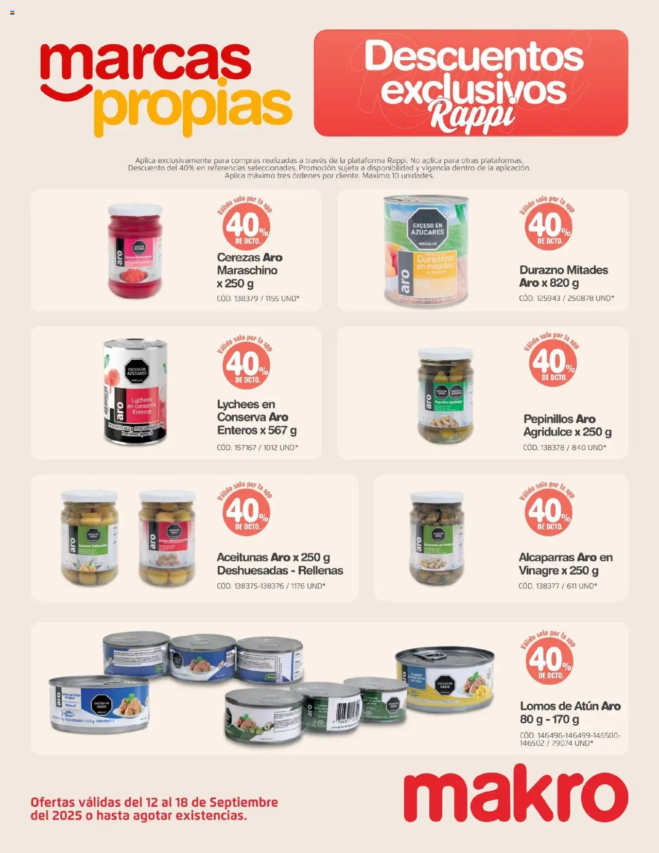 Makro revista - valida desde el 12.09.2025 | Página: 10 | Productos: Atún, Peso, Cerezas, Harina