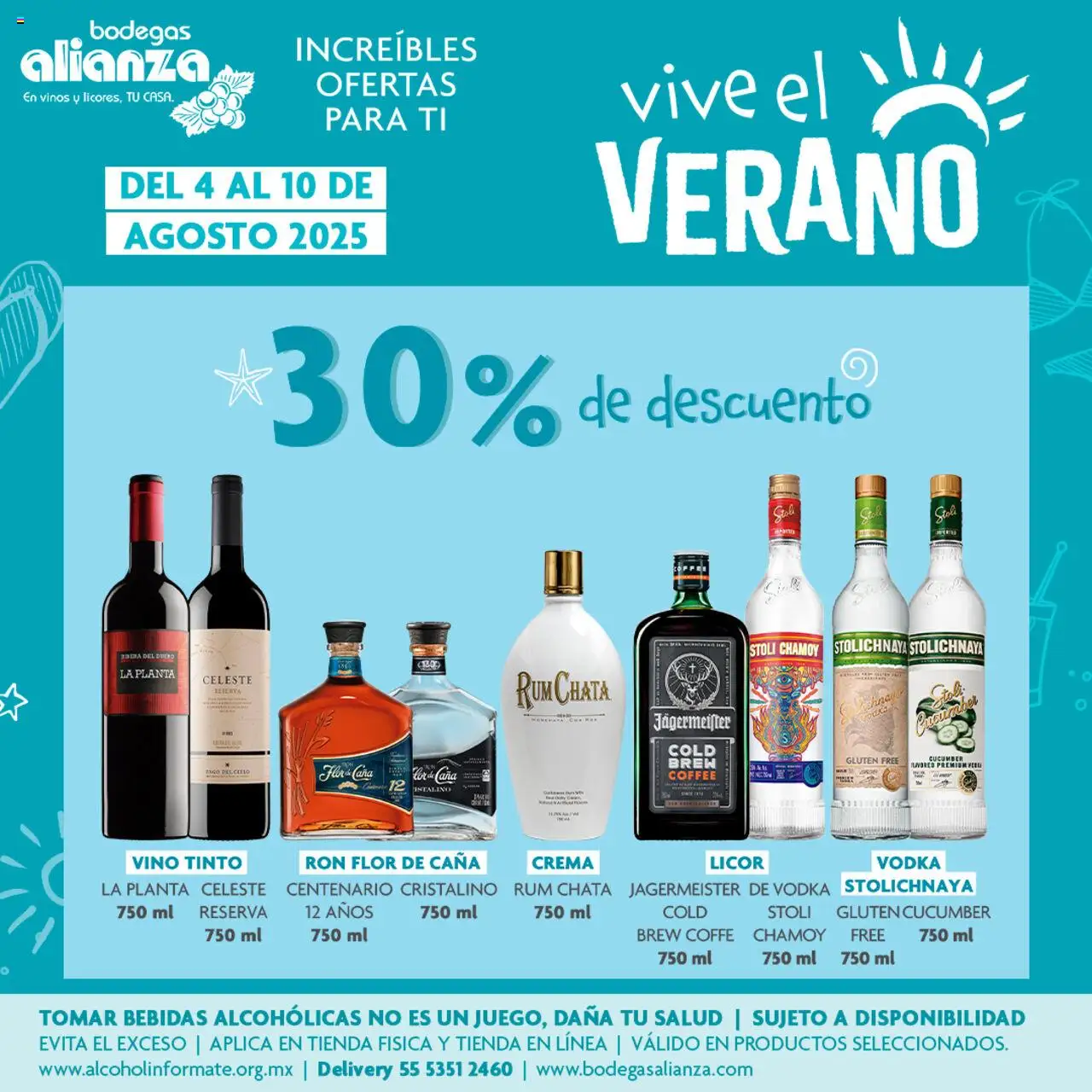 Nuevas ofertas de Bodegas Alianza válidas en toda la República Mexicana desde el 04.08.2025. ¡Encuentra las mejores ofertas en Bodegas Alianza - Catálogo Vive El Verano! | Página: 5 | Productos: Crema, Planta, Vino, Vodka