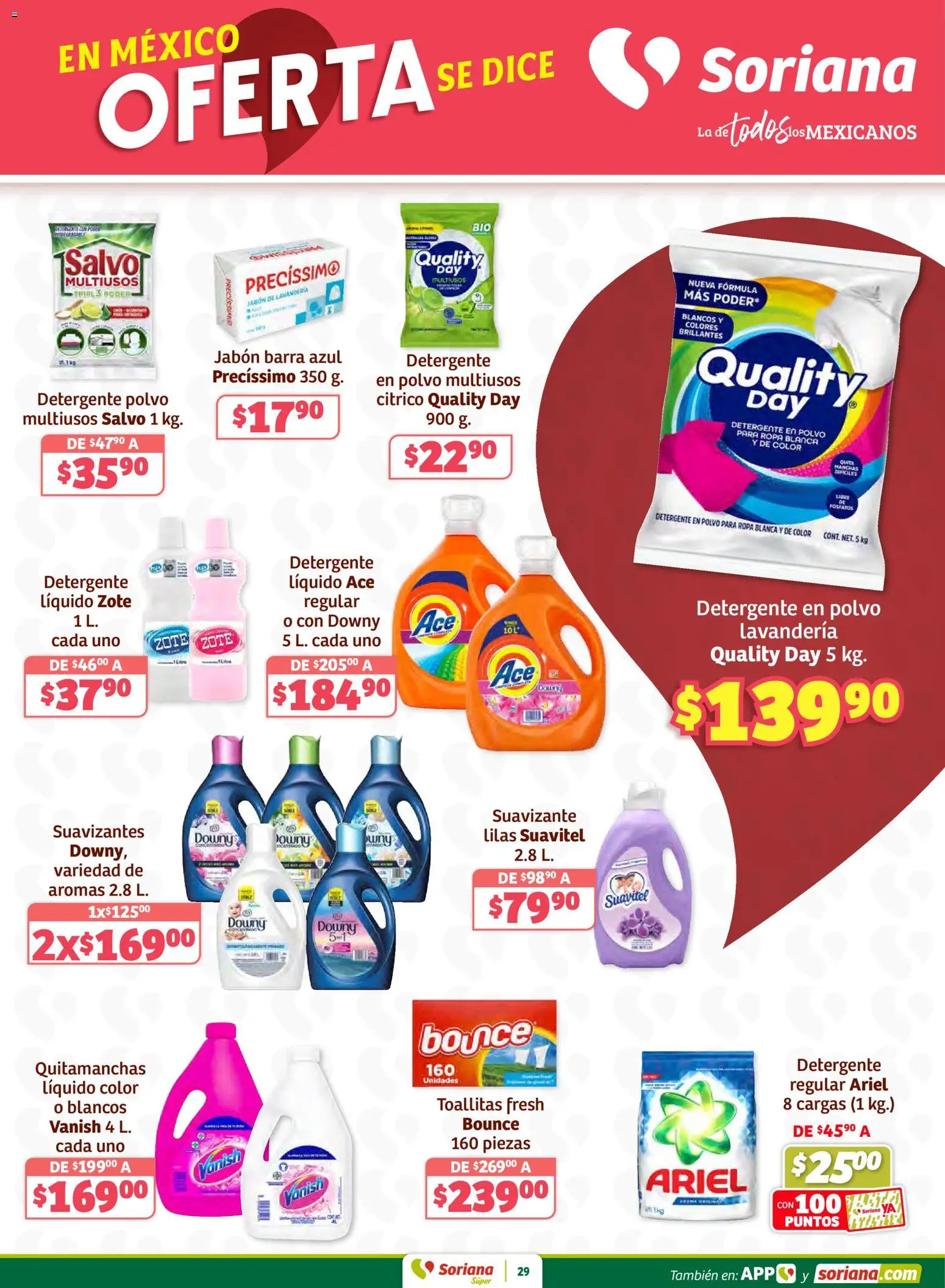 Nuevas ofertas de Soriana válidas en toda la República Mexicana desde el 12.02.2026. ¡Encuentra las mejores ofertas en Soriana - Preciazazaso Súper: Frontera Chia, Q. Roo! | Página: 29 | Productos: Quitamanchas, Suavizante, Ropa, Polvo