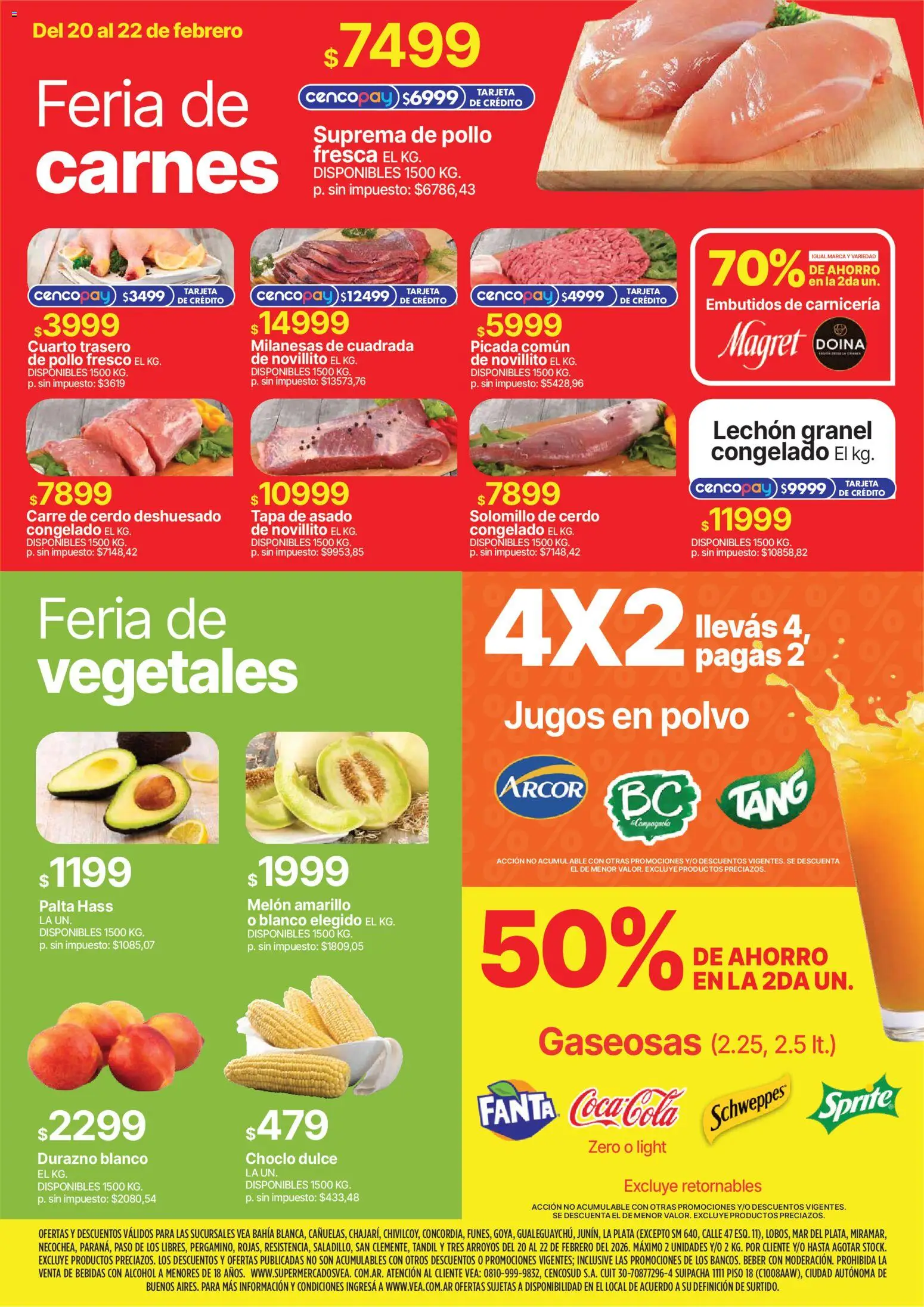 Vea - Oferta fin de semana | Nea │ válido desde el 20.02.2026 | Página: 3 | Productos: Melón, Polvo, Palta, Cerdo