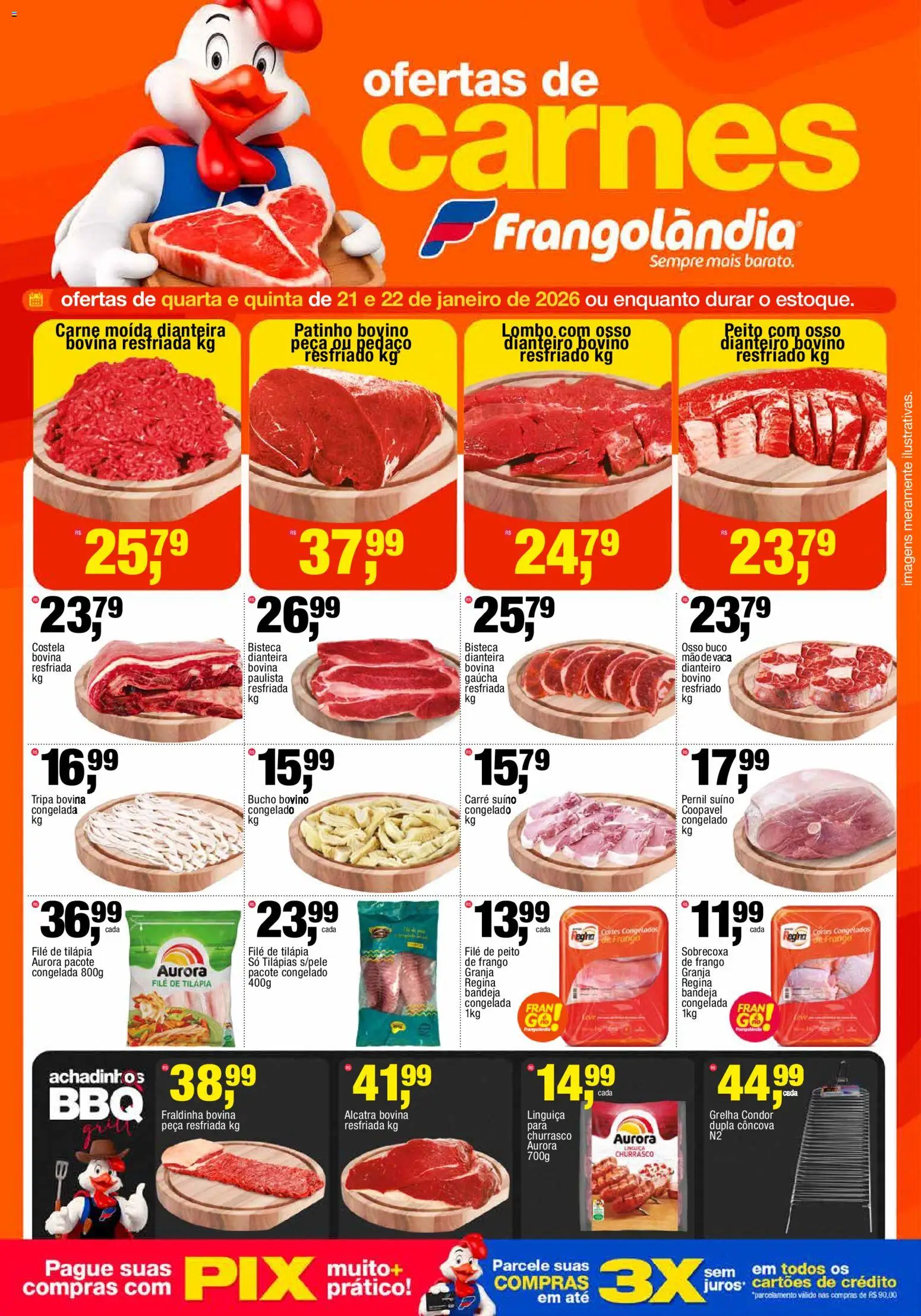 Frangolândia Folheto - válido de 21.01.2026 | Página: 1 | Produtos: Tilápia, Frango, Filé de tilápia, Carne moída