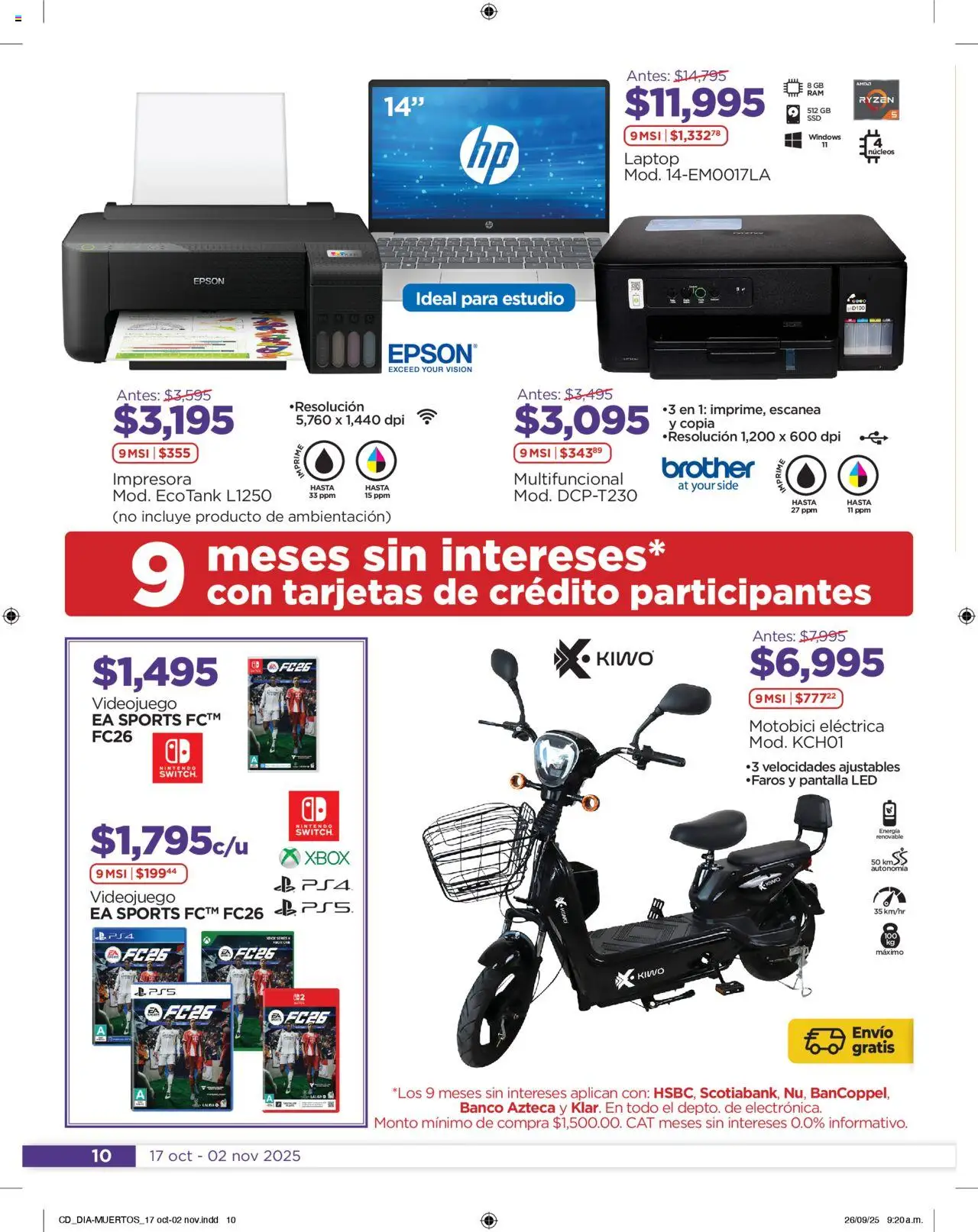 Nuevas ofertas de Chedraui válidas en toda la República Mexicana desde el 17.10.2025. ¡Encuentra las mejores ofertas en Chedraui folleto Este Halloween hazlo divertido! | Página: 10 | Productos: Impresora, Banco