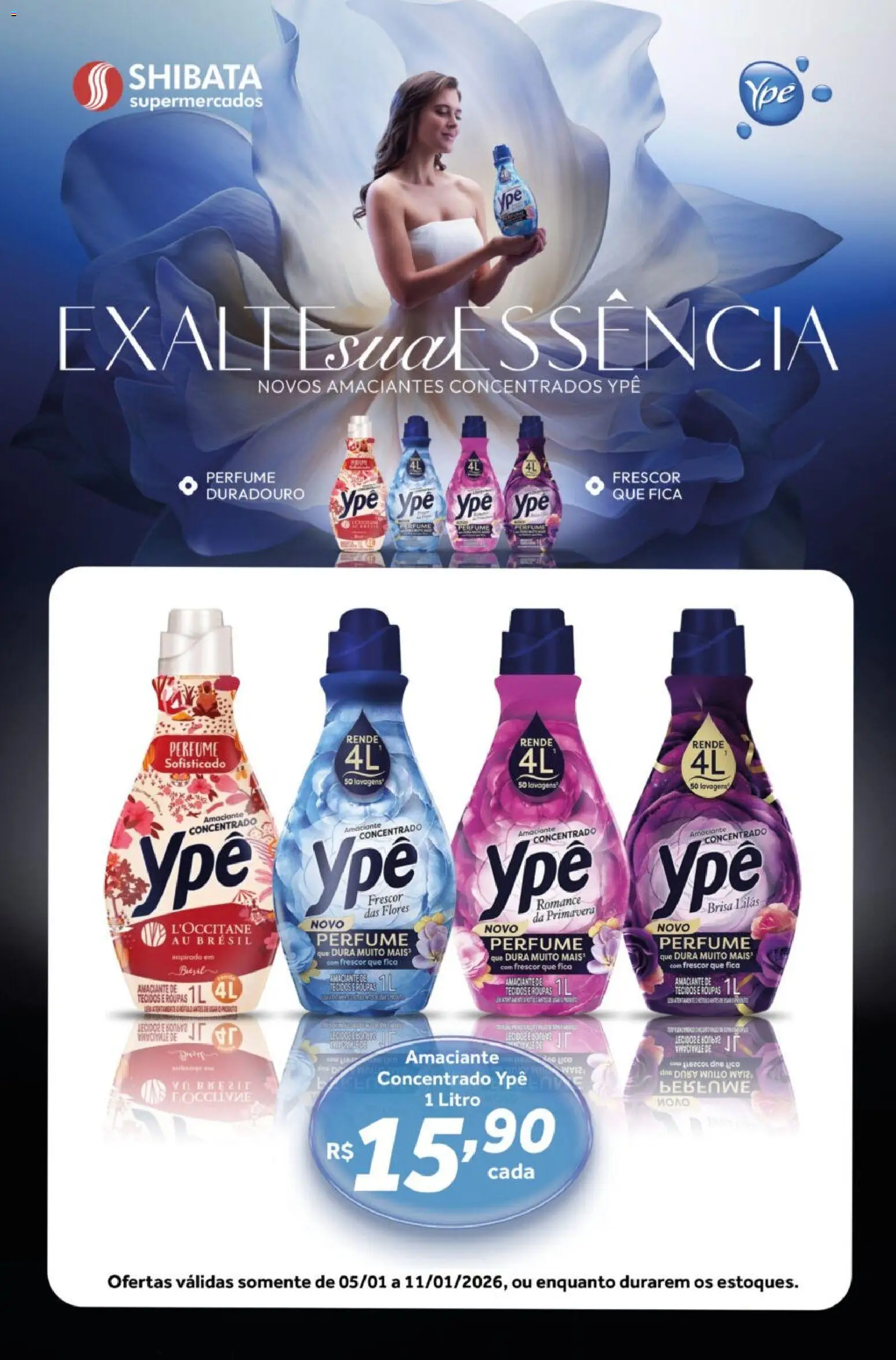 Shibata Folheto - válido de 05.01.2026 | Página: 1 | Produtos: Perfume, Flores, Roupas, Amaciante