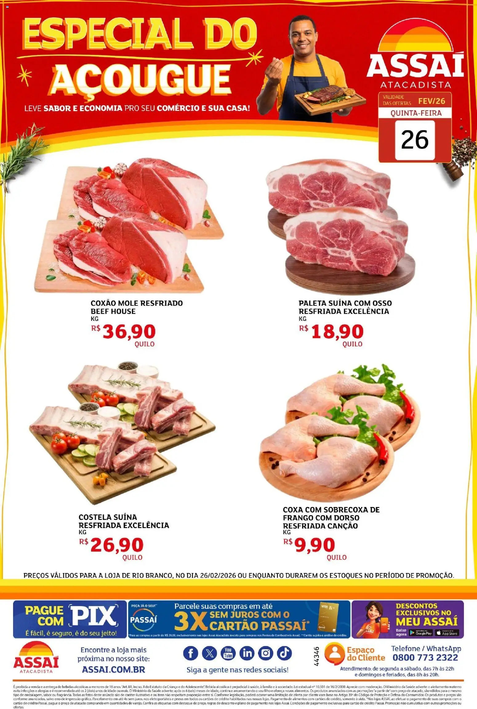 Assaí Atacadista Folheto - válido de 26.02.2026 | Página: 1 | Produtos: Pneus, Base, Bebida, Telefone