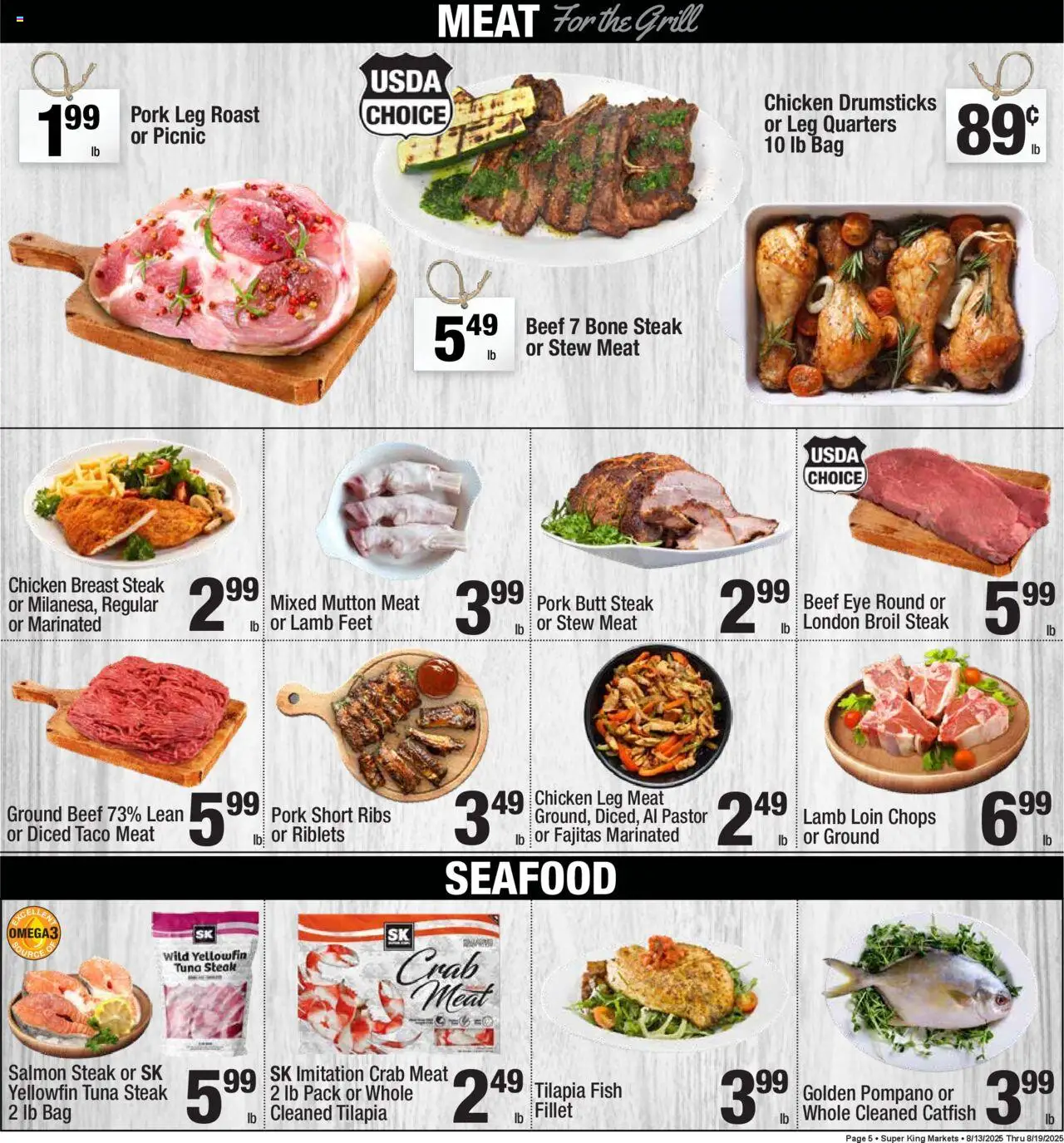 Super King - Weekly Ad - valid from 13.08.2025 | Page: 5 | Products: Pork, Fish, Bag, Grill