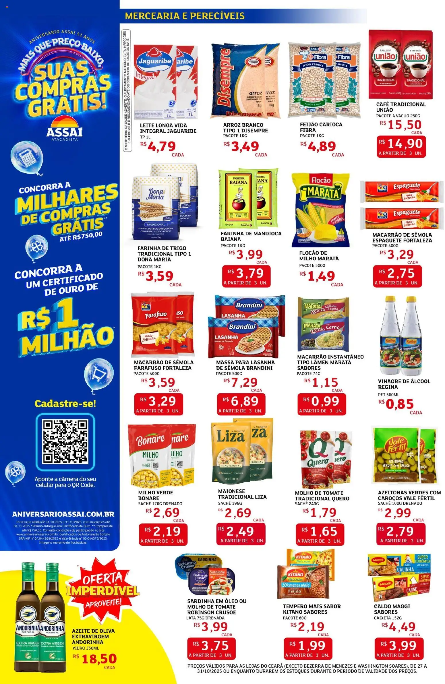 Assaí Atacadista Folheto - válido de 27.10.2025 | Página: 2 | Produtos: Ferro, Feijão, Arroz, Sardinha