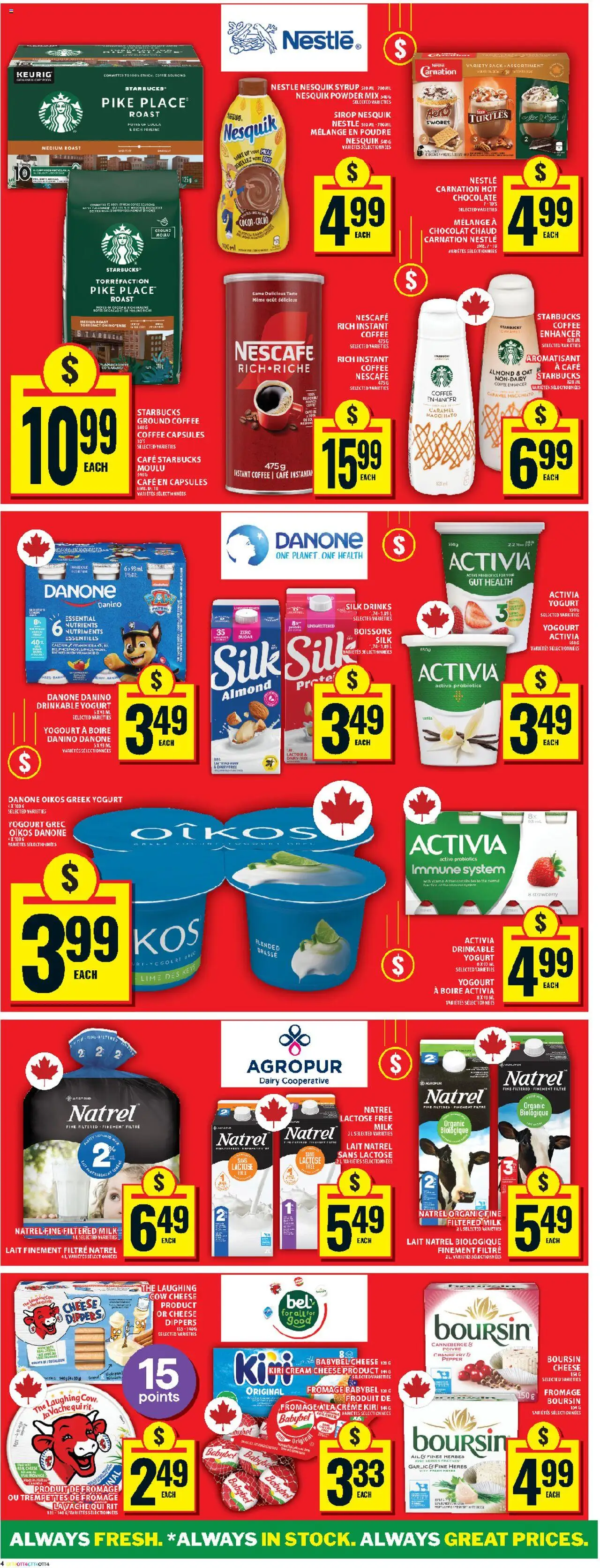 Food Basics flyer valid from 18.09.2025 | Page: 7 | Products: Milk, Cheese, Coffee, Chocolate