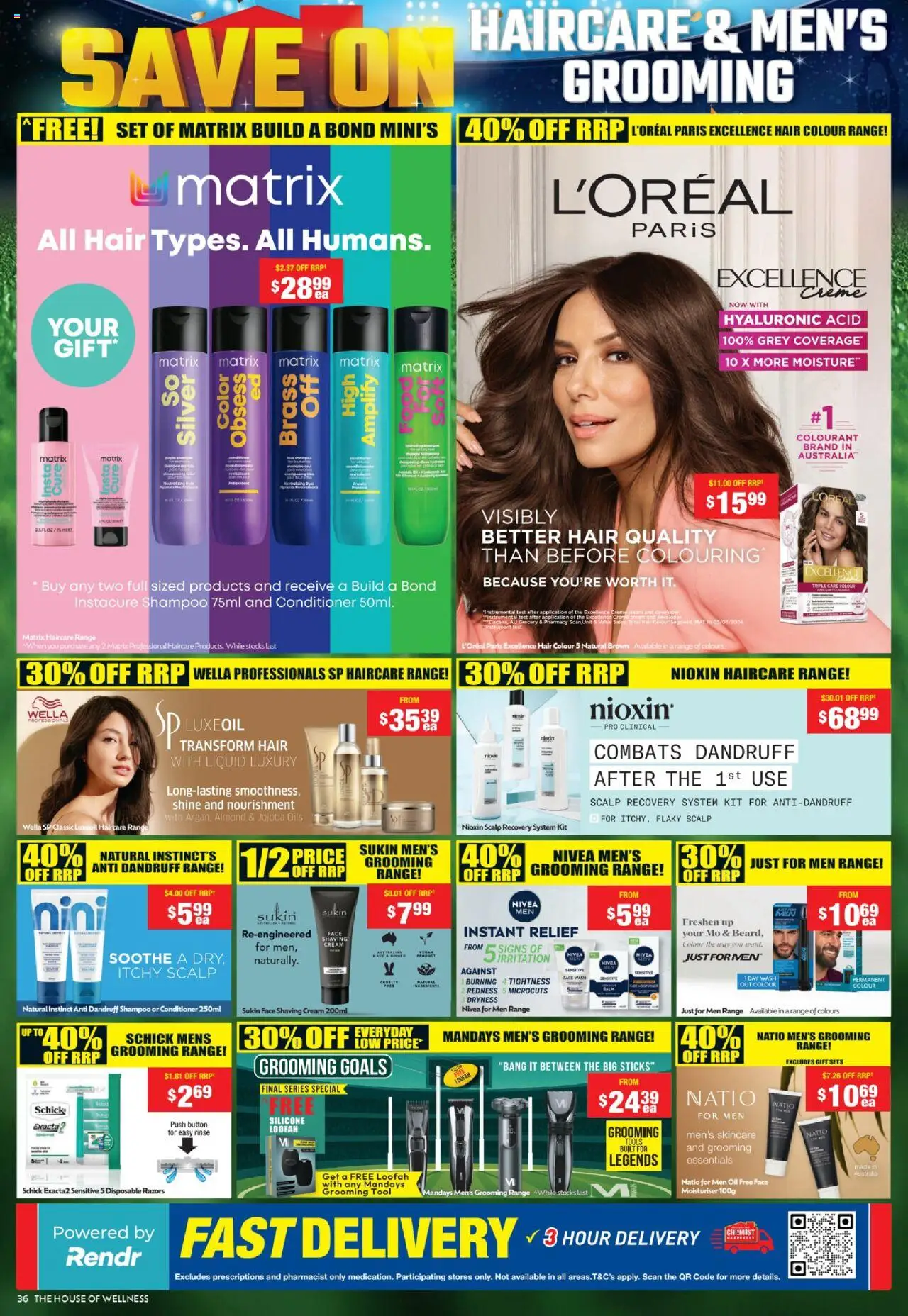 Chemist Warehouse catalogue - valid from 08.09.2025 | Page: 36 | Products: Shampoo, Hair colour, Shaving cream, Razors
