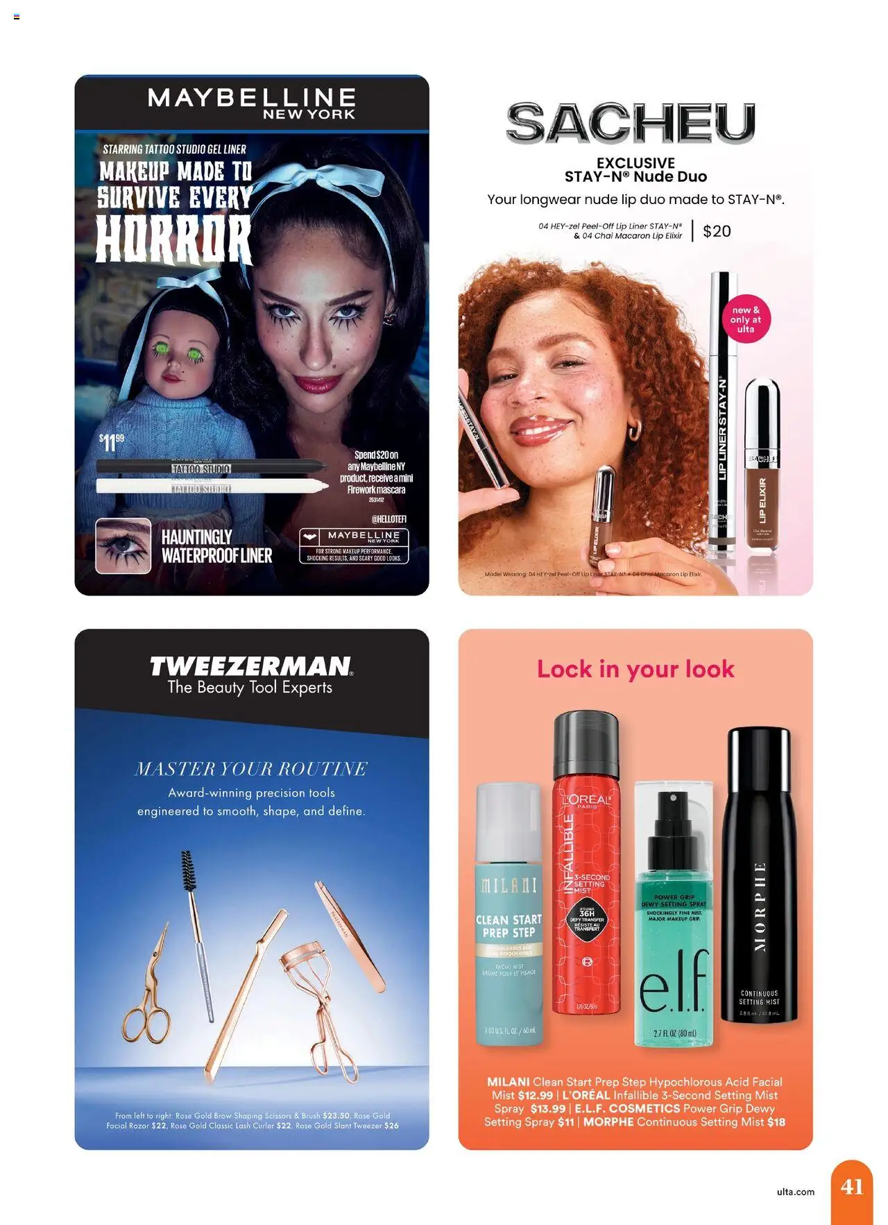 Ulta Beauty Weekly Ad - valid from 05.10.2025 | Page: 41 | Products: Brush, Setting Spray, Mascara, Lip Liner