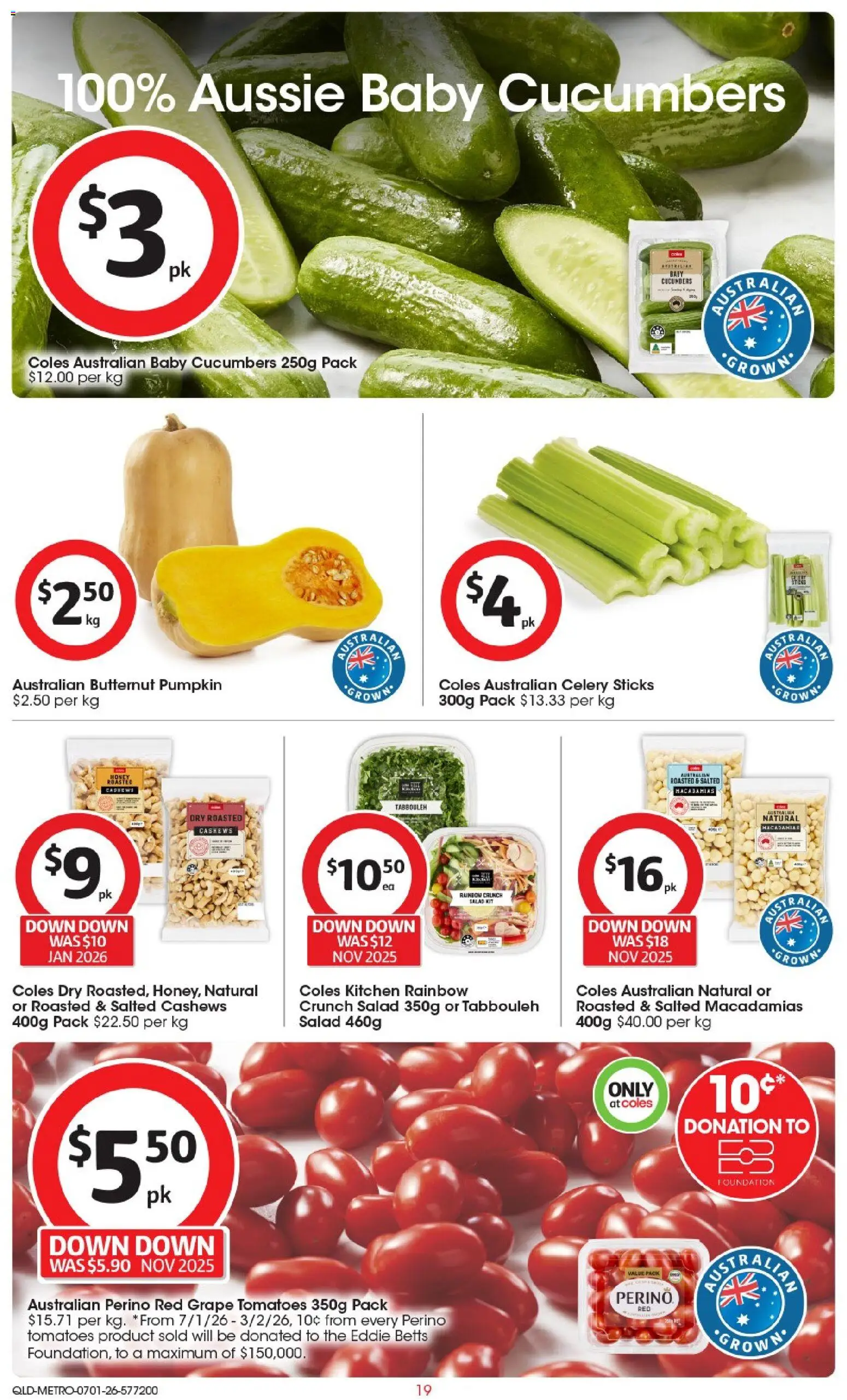 Coles catalogue - valid from 13.01.2026 | Page: 19 | Products: Tomatoes, Cucumbers, Salad, Foundation