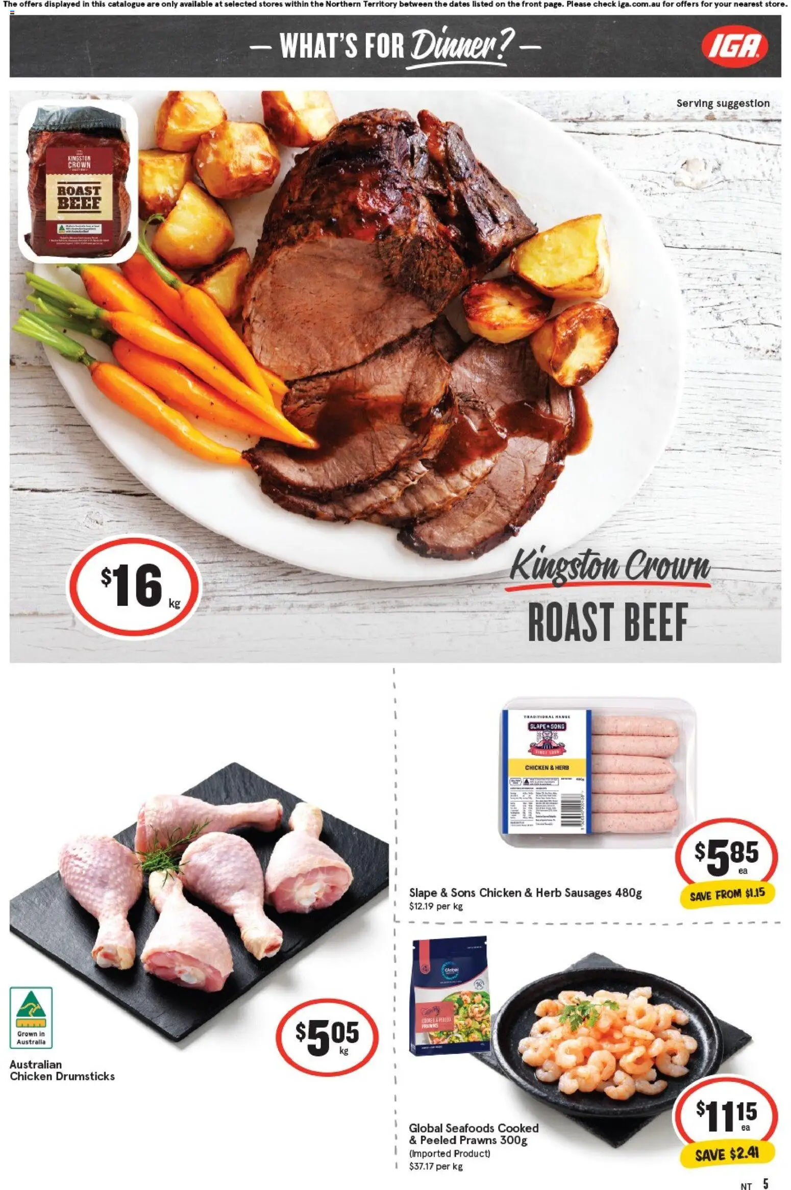 IGA catalogue - valid from 29.10.2025 | Page: 5 | Products: Herb, Chicken, Beef, Prawns