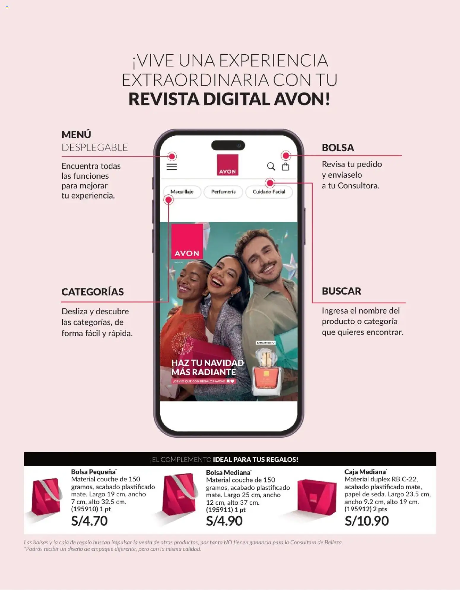 Catálogo Avon válido desde 15.11.2025 | Página: 2 | Productos: Caja, Empaque, Bolsa, Maquillaje