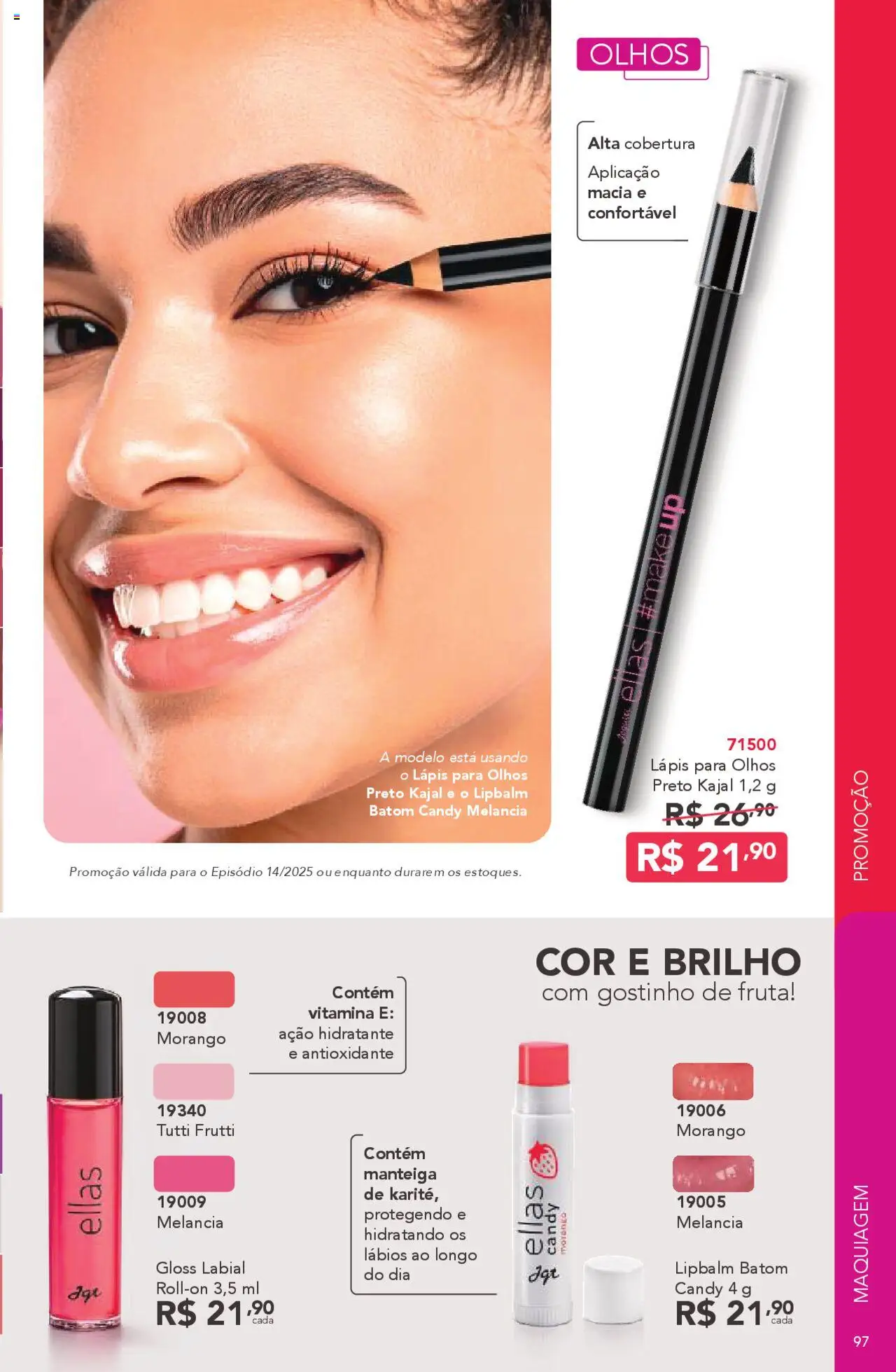 Jequiti Folheto - válido de 03.10.2025 | Página: 97 | Produtos: Melancia, Maquiagem, Batom, Lápis