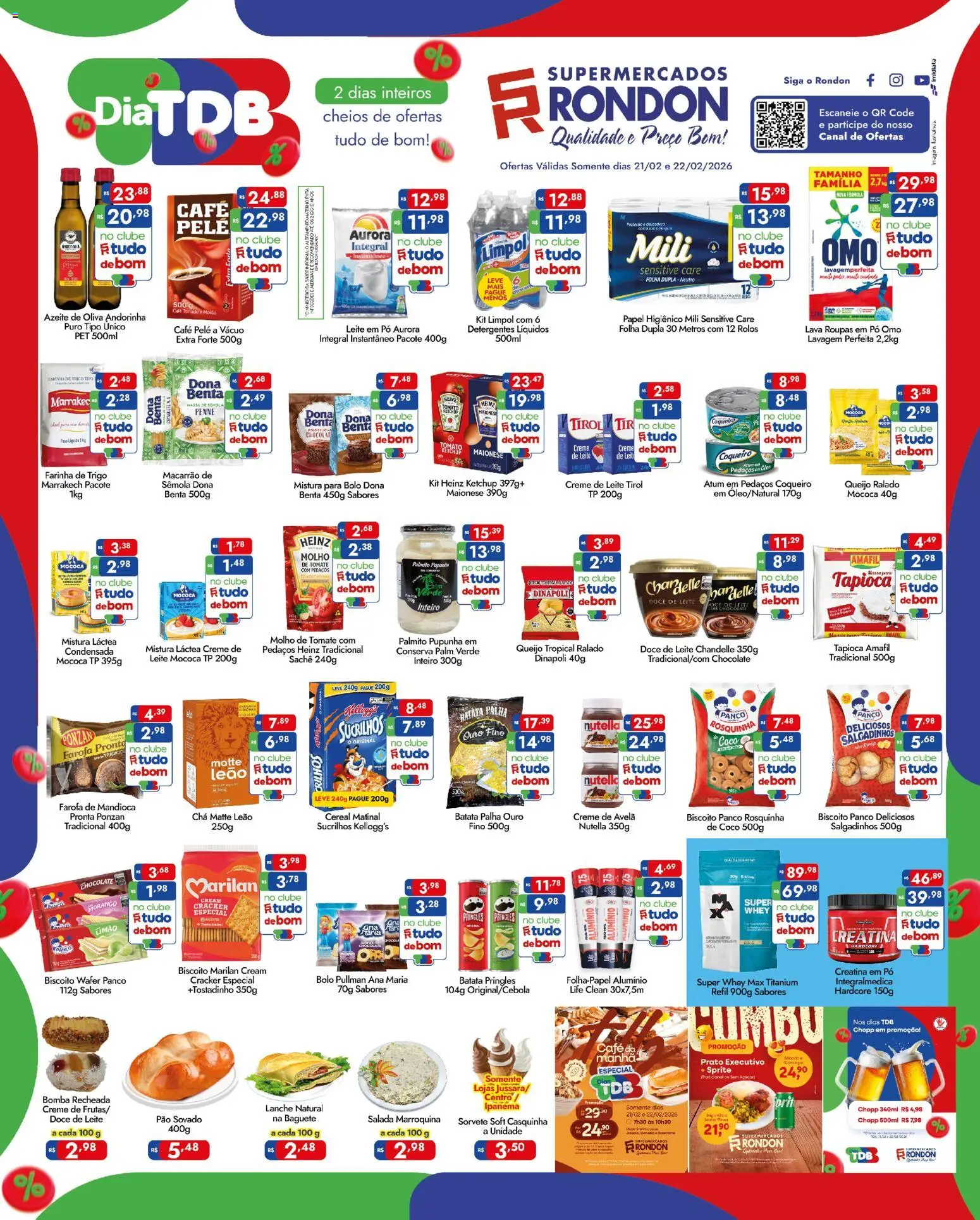 Supermercados Rondon Folheto - válido de 21.02.2026 | Página: 1 | Produtos: Tapioca, Ketchup, Cream cracker, Creme de avelã