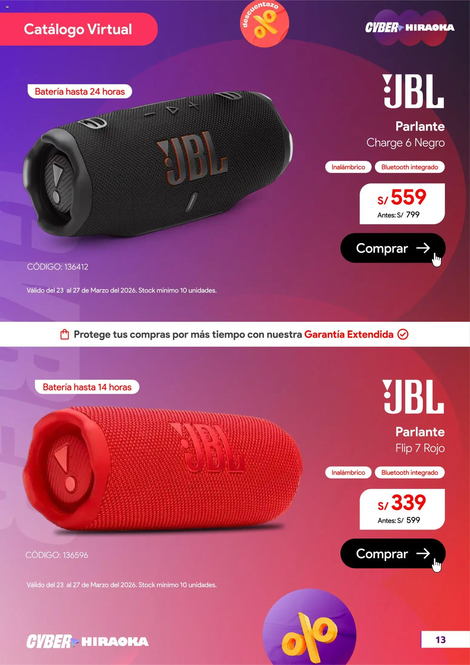 Catálogo Hiraoka válido desde 23.03.2026 | Página: 14 | Productos: Batería, Parlante