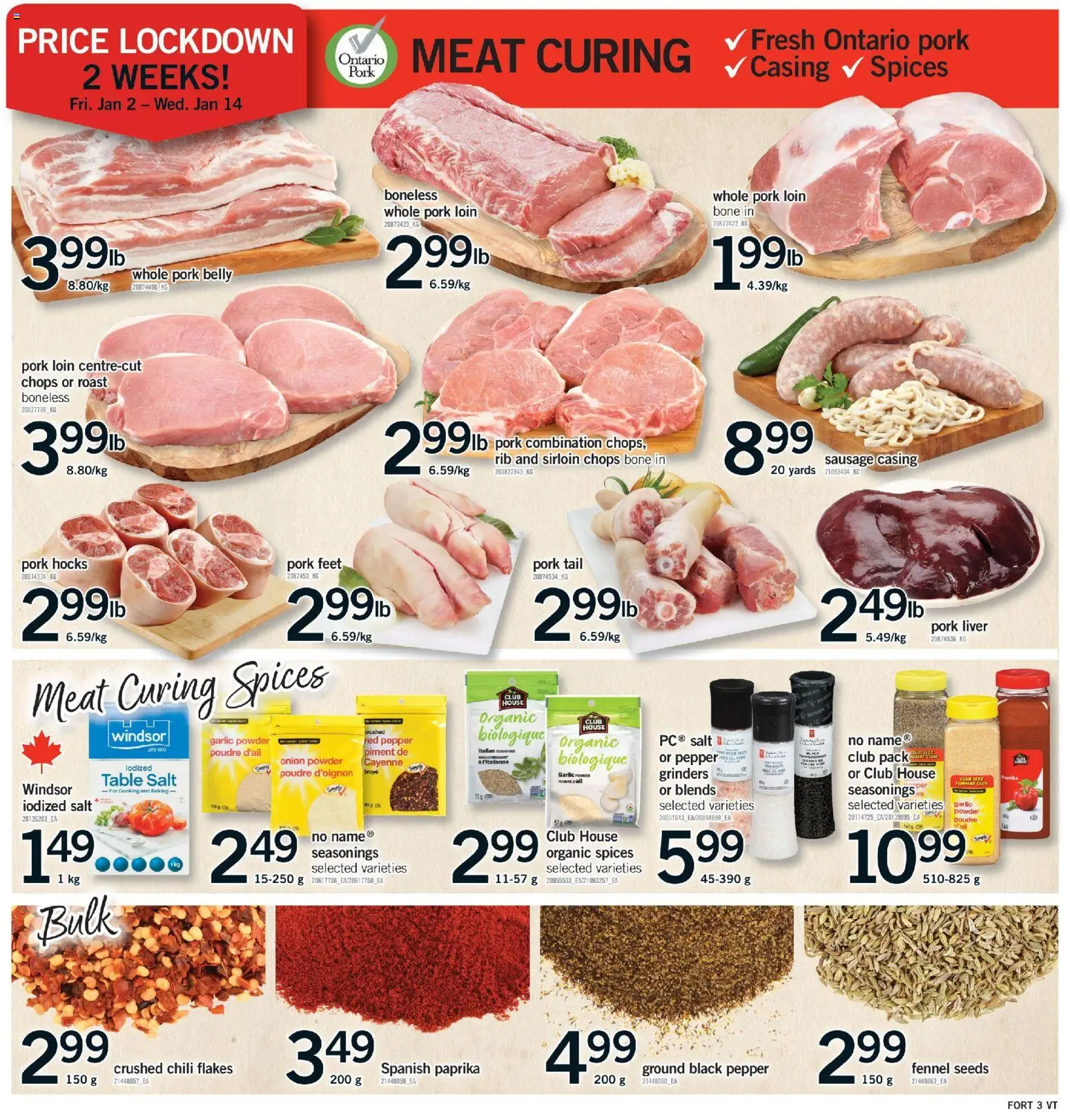 Fortinos flyer valid from 01.01.2026 | Page: 4 | Products: Flakes, Powder, Table, Pork