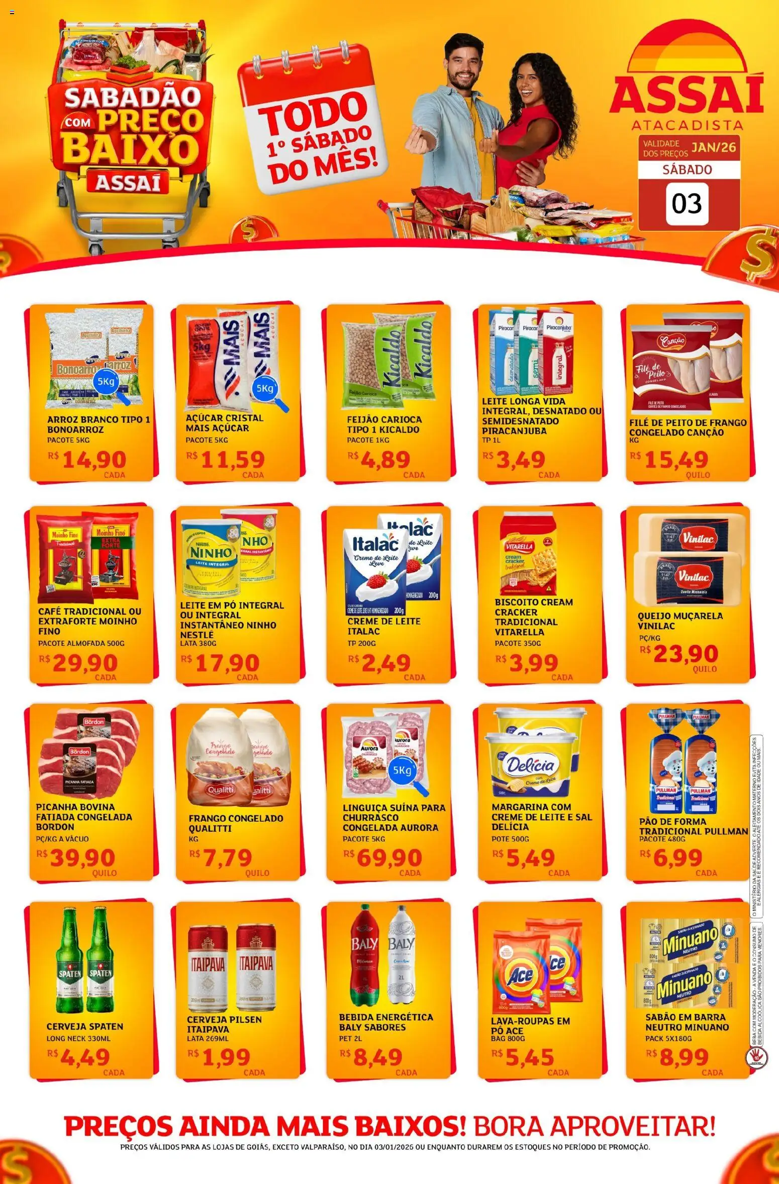 Assaí Atacadista Folheto - válido de 03.01.2026 | Página: 1 | Produtos: Pó, Cerveja, Bebida, Frango
