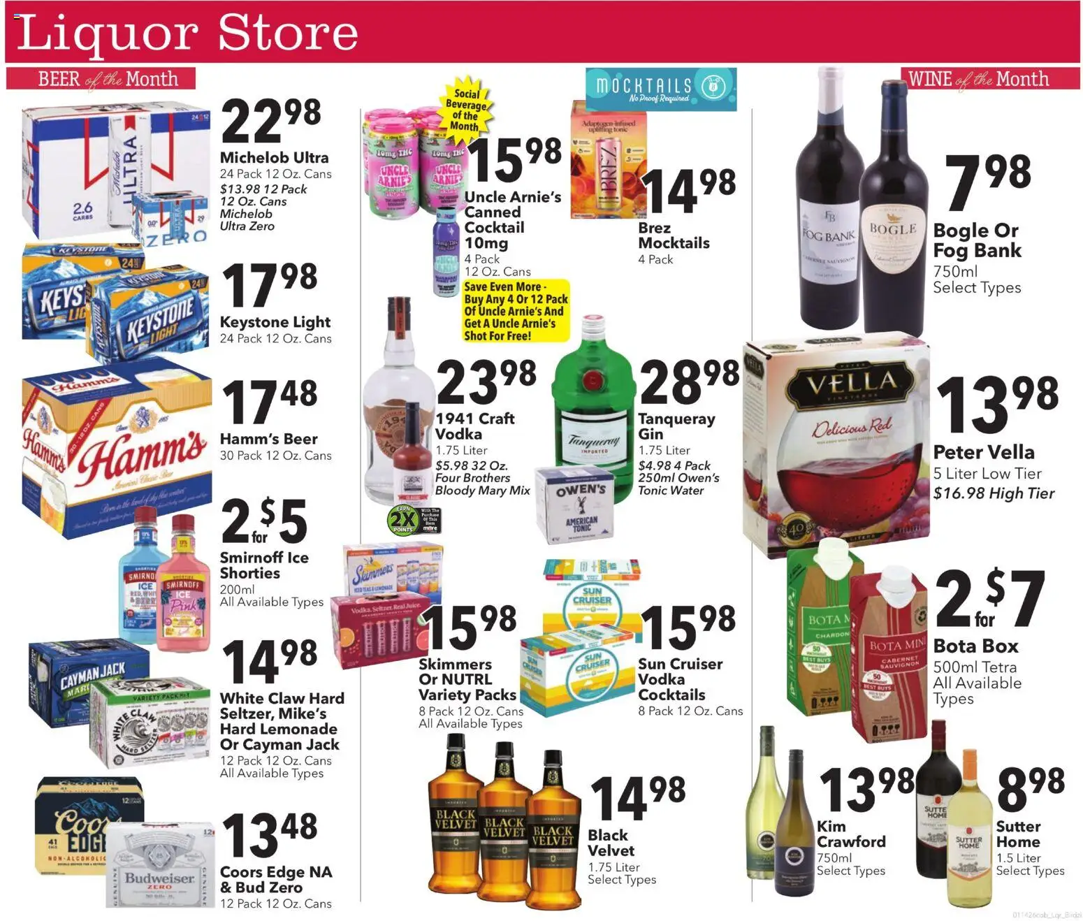 Coborn's Liquor Ad - valid from 14.01.2026 | Page: 1 | Products: Box, Beer, Vodka, Water