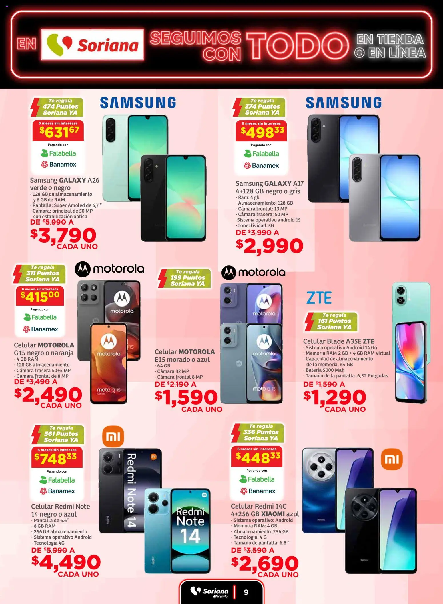 Nuevas ofertas de Soriana válidas en toda la República Mexicana desde el 19.11.2025. ¡Encuentra las mejores ofertas en Soriana - Seguimos con todo Mercado Nacional! | Página: 9 | Productos: Cámara, Té, Batería