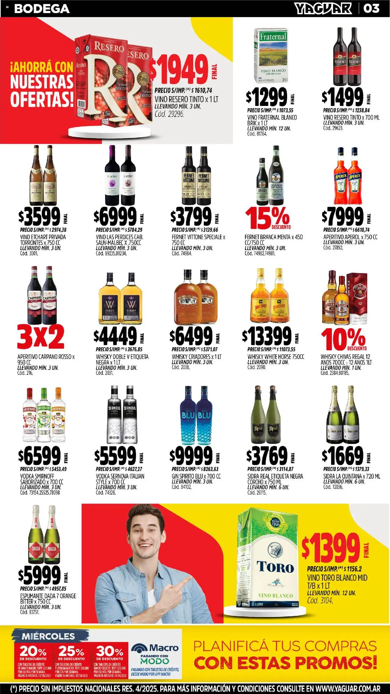 Yaguar - San Juan │ válido desde el 20.10.2025 | Página: 3 | Productos: Vodka, Gin, Fernet, Té