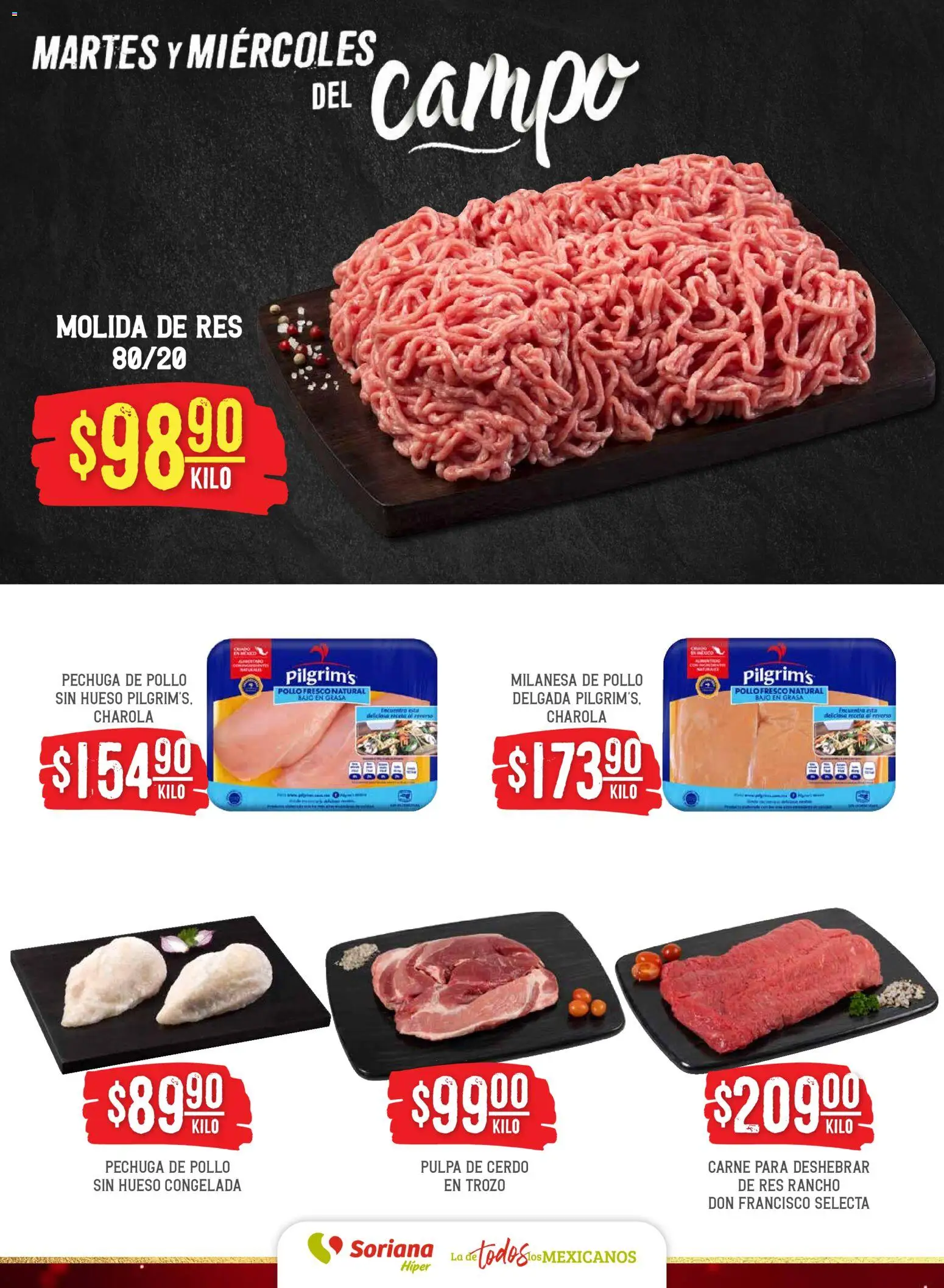 Nuevas ofertas de Soriana válidas en toda la República Mexicana desde el 02.12.2025. ¡Encuentra las mejores ofertas en Soriana - Martes y Miércoles del Campo Híper: Saltillo y Torreón! | Página: 4 | Productos: Pollo, Milanesa, Cerdo, Res