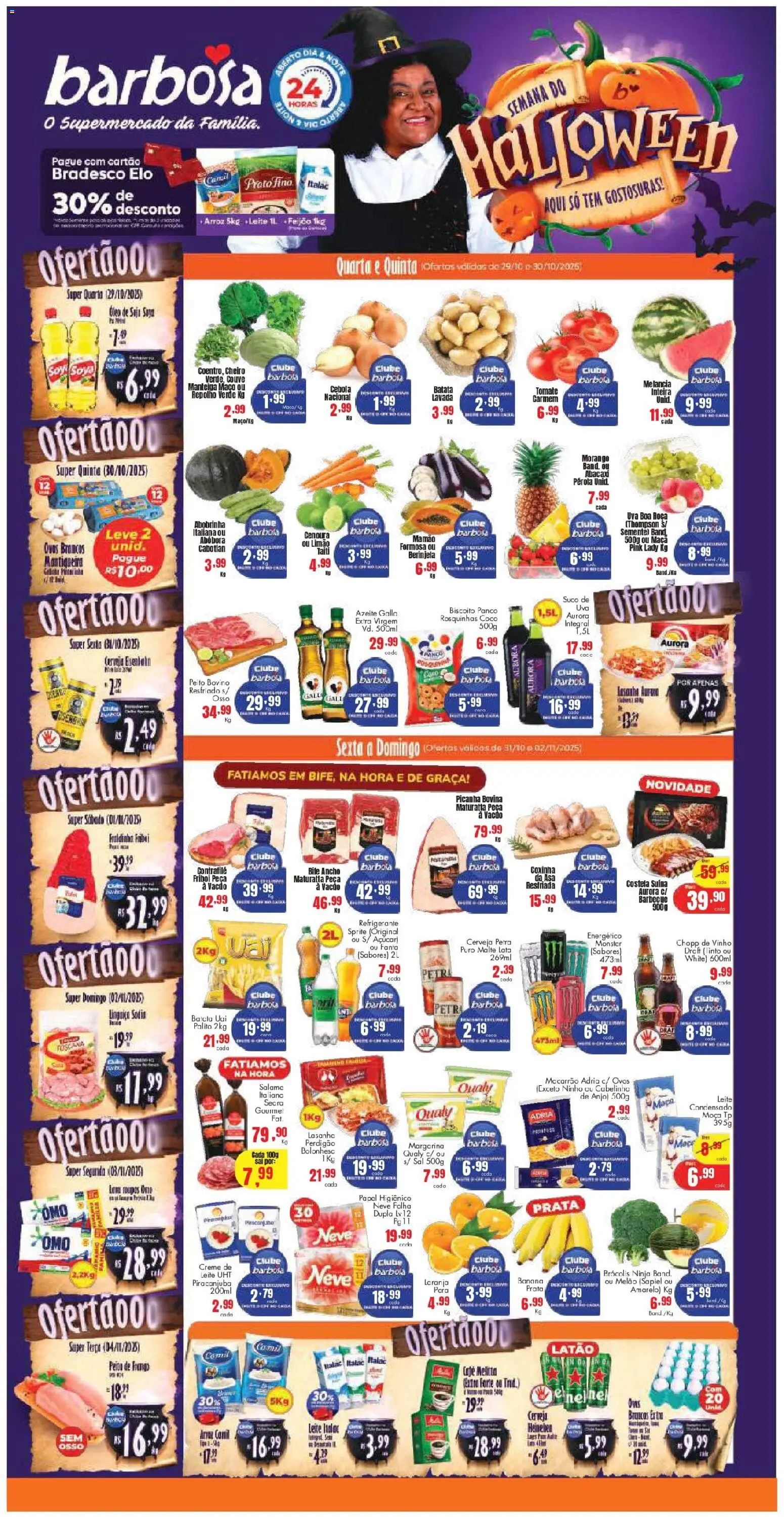 Barbosa Supermercados Folheto - válido de 29.10.2025 | Página: 1 | Produtos: Macarrão, Cenoura, Creme, Sal
