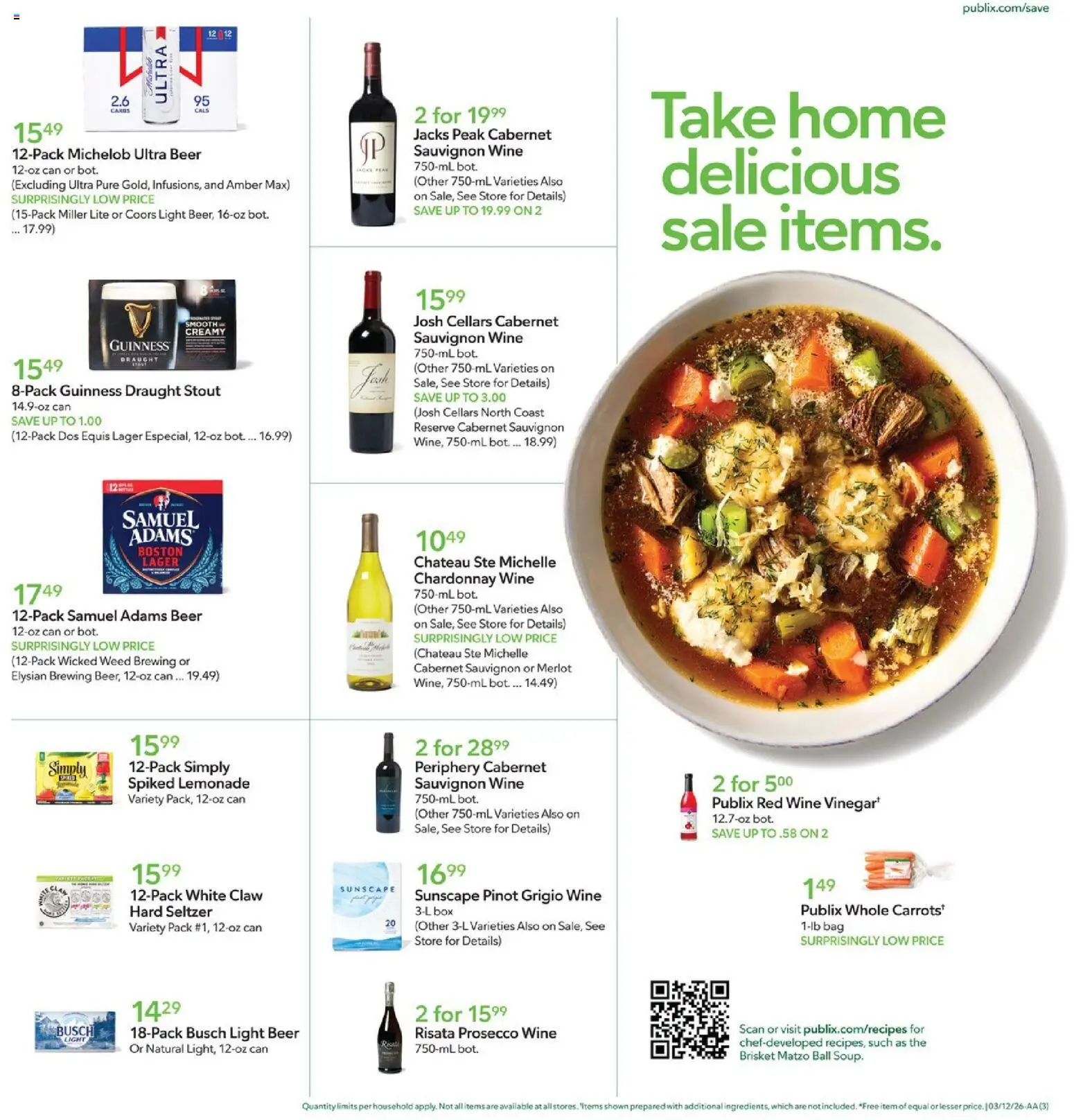 Publix Weekly Ad - valid from 11.03.2026 | Page: 3 | Products: Box, Wine, Beer, Bag