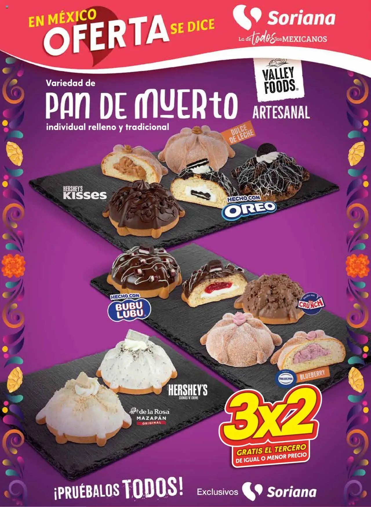 Nuevas ofertas de Soriana válidas en toda la República Mexicana desde el 09.10.2025. ¡Encuentra las mejores ofertas en Soriana - Fin de Semana Híper: Ags, Nay, Jal, Qro, Col, Mich, Gto, Hgo, Tlax, Mor, Pue, Gro, Oax, Edo. de Mex, Valle de México, Za! | Página: 7 | Productos: Dulce de leche, Leche, Pan