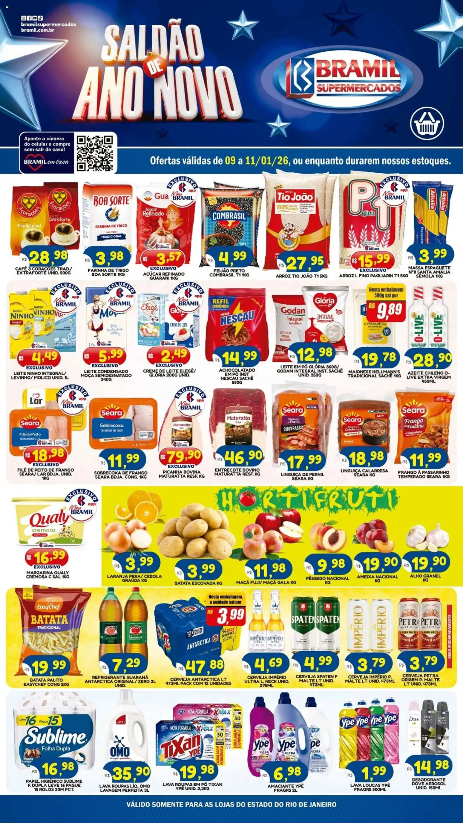 Bramil Supermercados Folheto - válido de 09.01.2026 | Página: 1 | Produtos: Desodorante, Picanha, Roupas, Batata