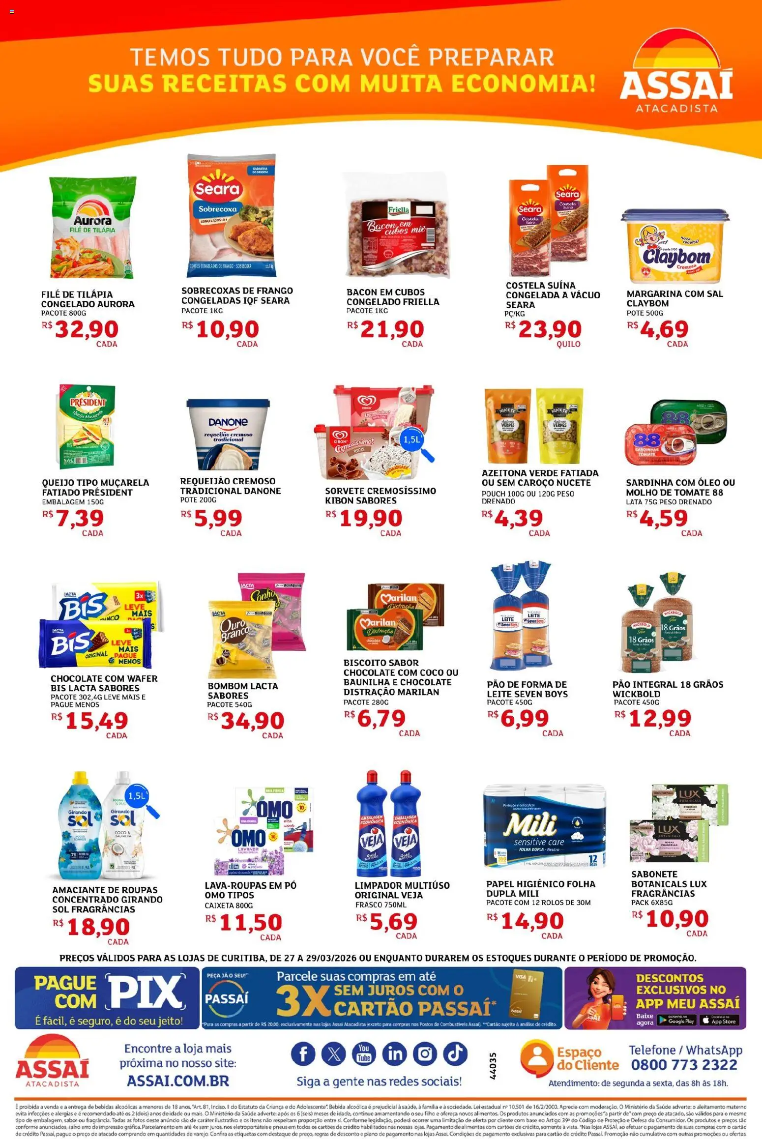 Assaí Atacadista Folheto - válido de 27.03.2026 | Página: 2 | Produtos: Coco, Pneus, Filé de tilápia, Amaciante